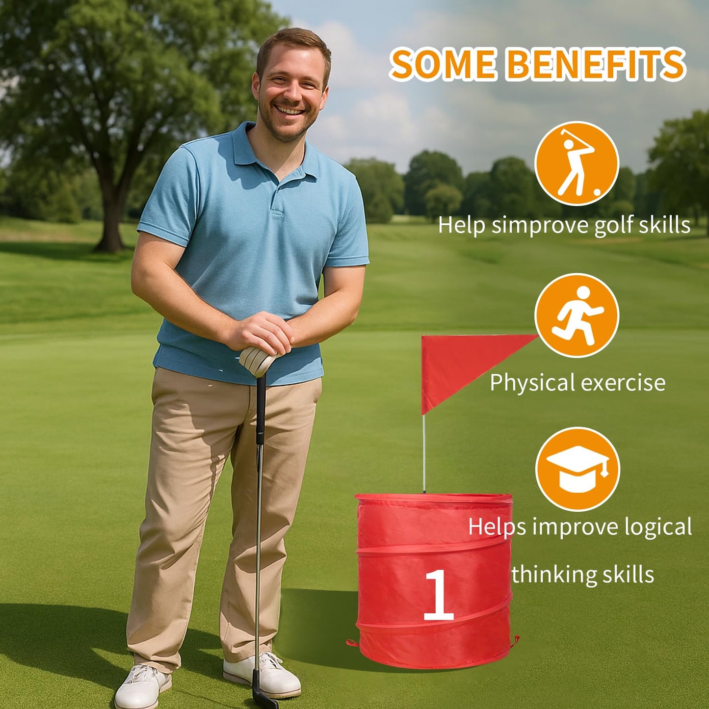 9 Holes Backyard Golf Outdoor Game - Outdoor Yard Game for Golf Practice, Golf Chipping Game for Adults and Family,Lawn, Beach, Camping, Park