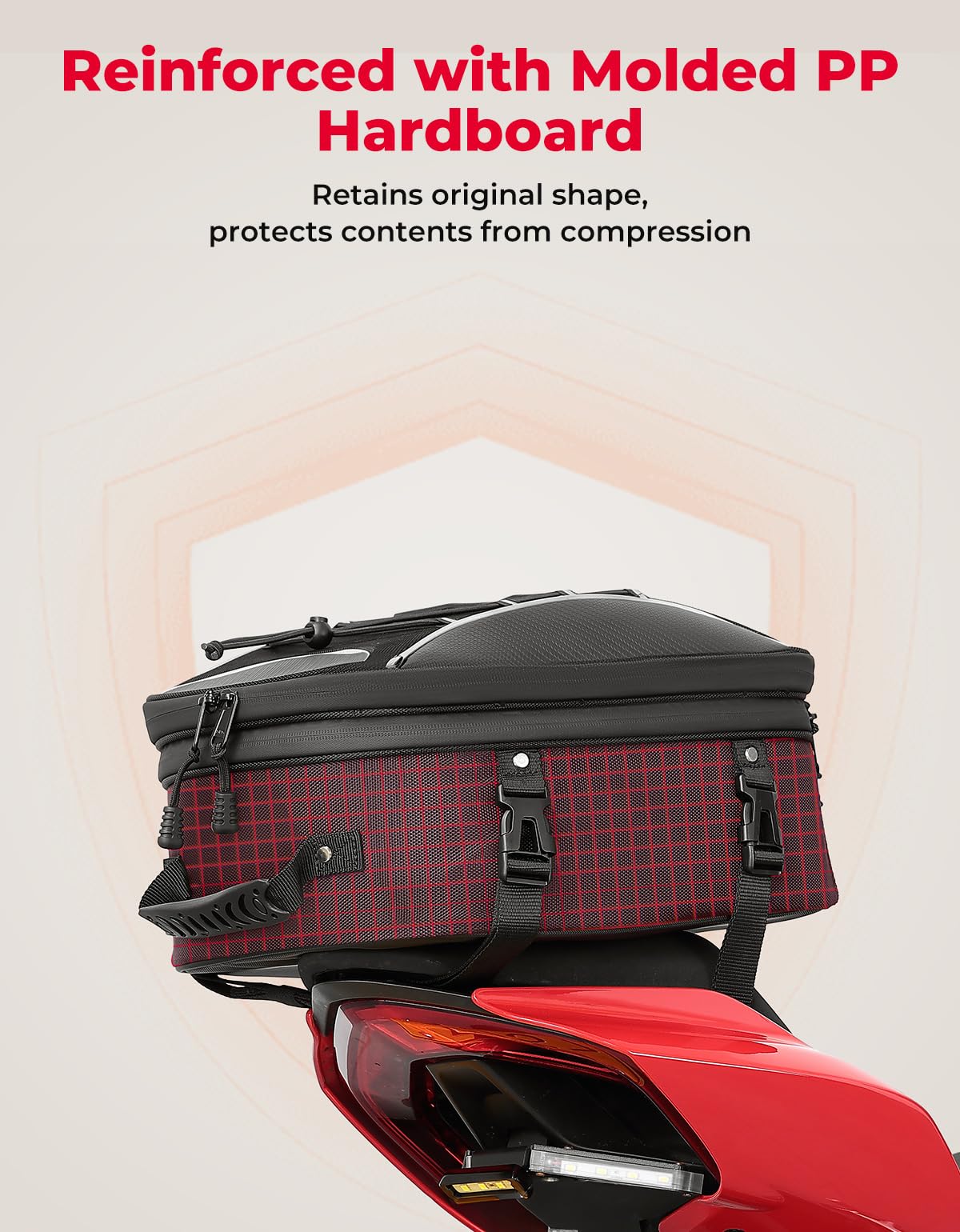 KEMIMOTO Motorcycle Tail Bag, Dual Use Motorcycle Rear Seat Bag with Waterproof Rain Cover, 22L-34L Expandable Motorbike Helmet Bag Luggage Storage Backpack with 6 straps