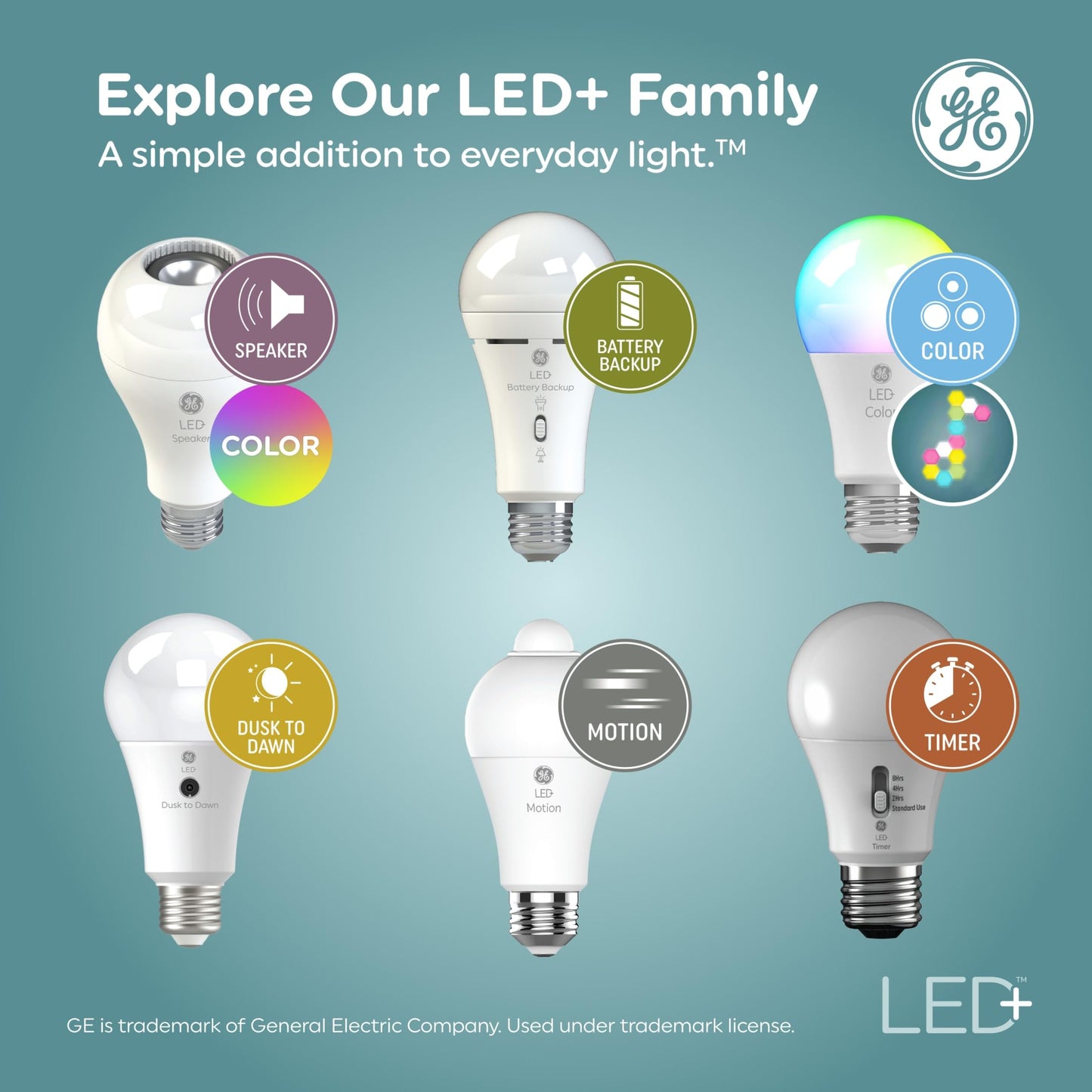 GE LED+ Color Changing Speaker LED Light Bulb with Remote, Daylight and Multicolor, A21 Standard Bulb (1 Pack)