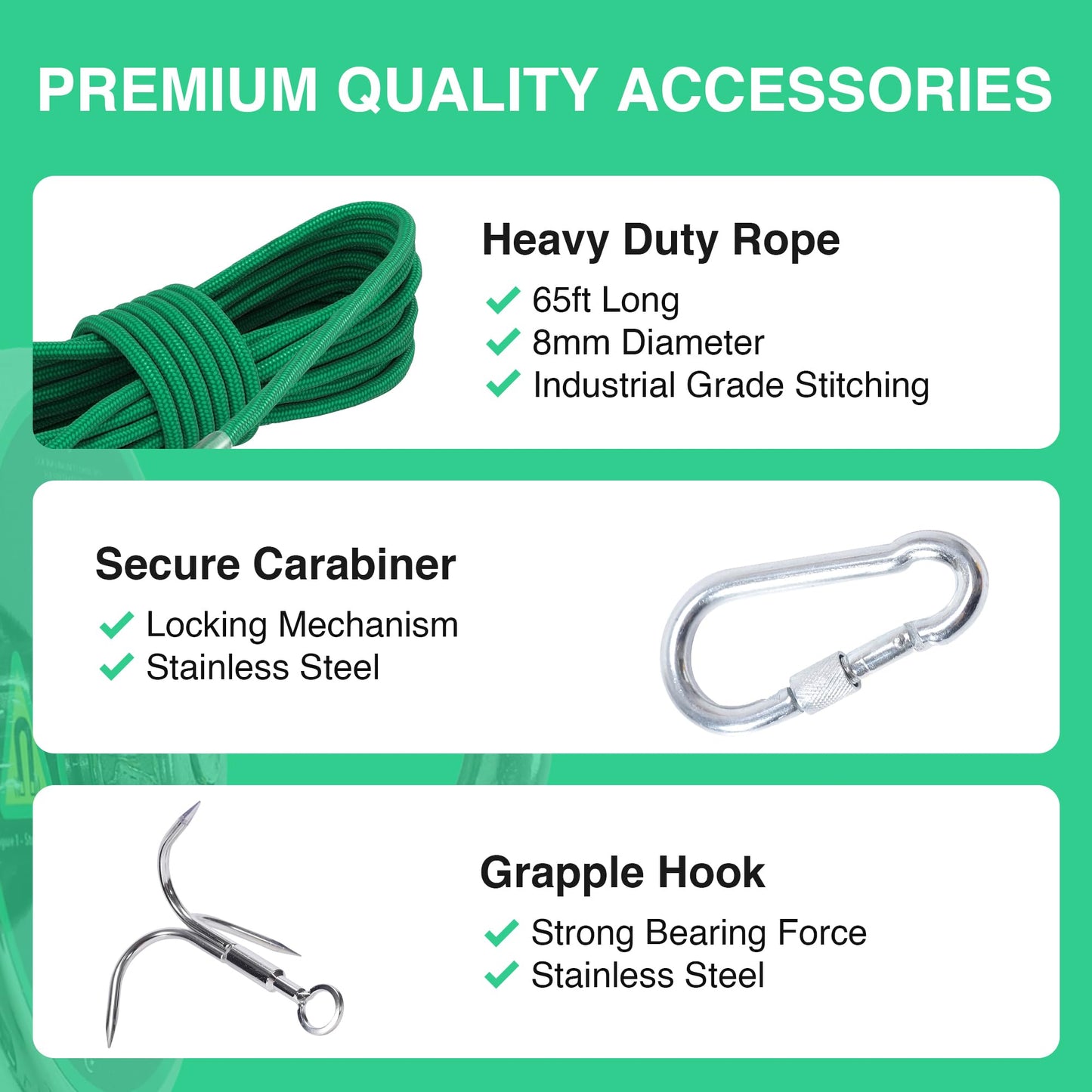 2000LB’s Complete Magnet Fishing Kit | Double Sided Fishing Magnet Kit with Case | Includes Strong Neodymium N52 Magnets, Durable 65ft Rope, Carabiner, Gloves, Grappling Hook & Carry Case