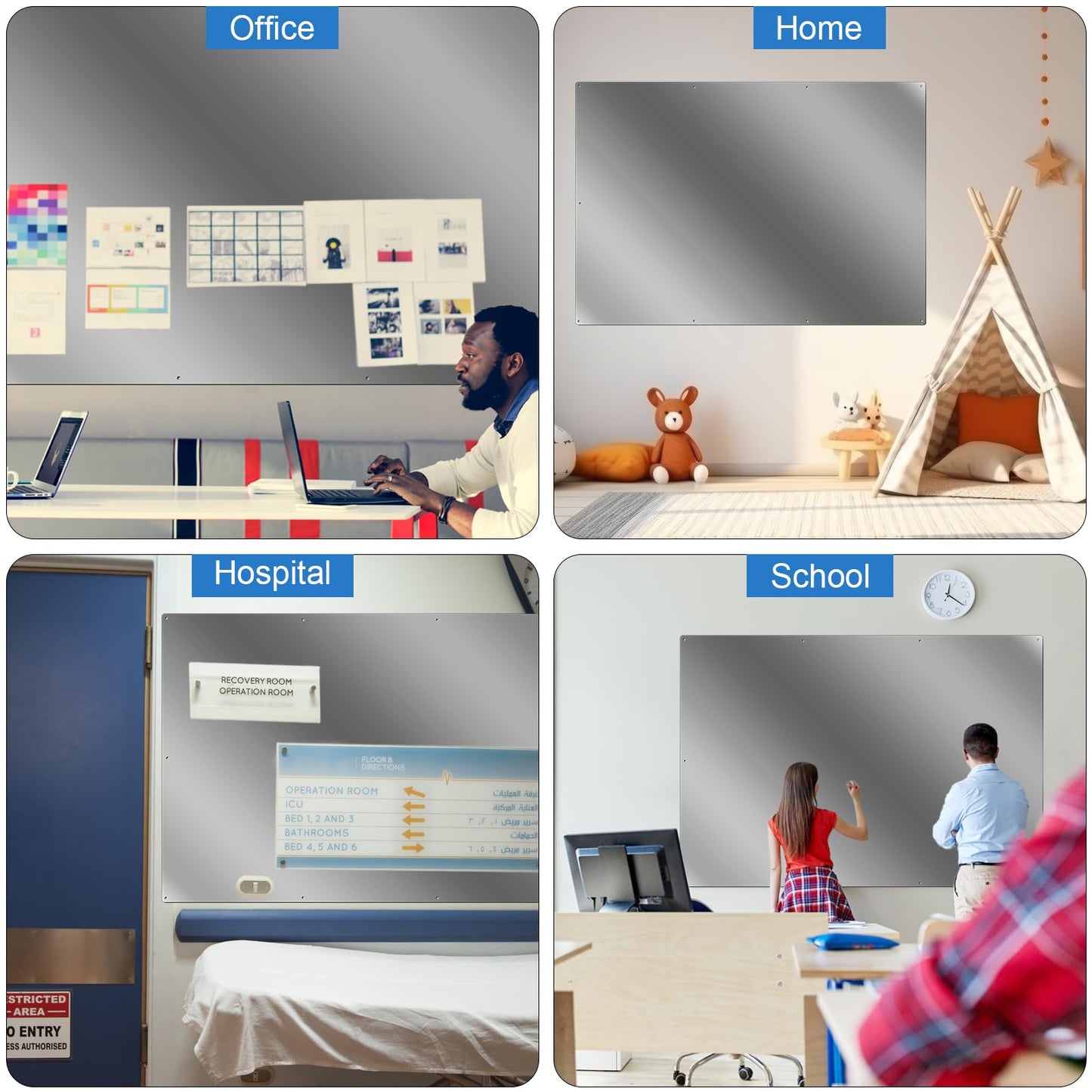 Ireer Magnetic Board Steel Magnet Bulletin Boards for Walls to Display Magnetic Notes Photos for Home Office Classroom, Pre Drilled with Screws and Dry Wet Erase Feature(Steel Color,30 x 14 Inch)