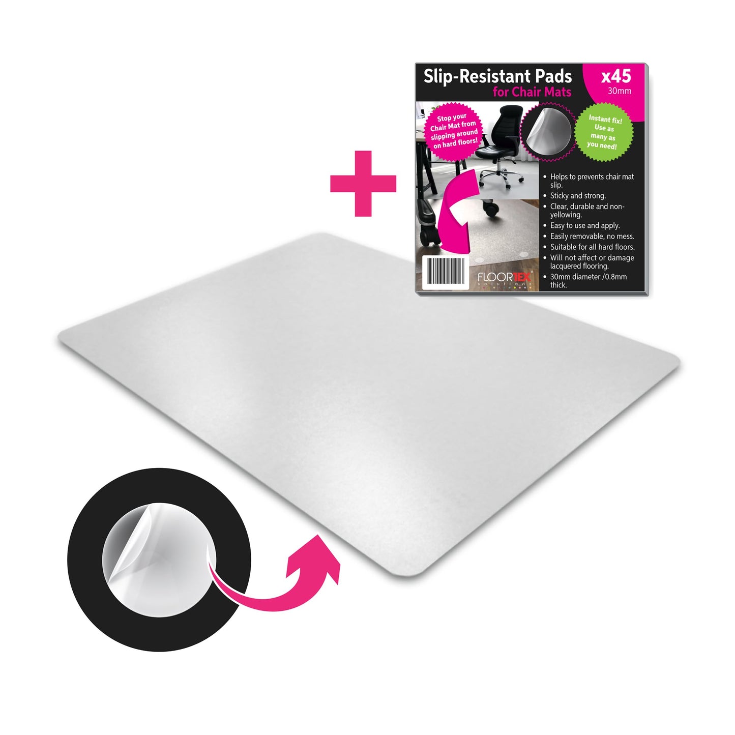 Cleartex® Evolutionmat® Rectangular Anti-Slip Chair Mat for Hard Floors and Very Low Pile Carpets - 48" x 60"