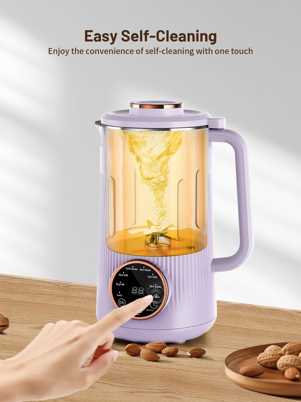 Nut Milk Maker Machine, 35oz Homemade Soy, Almond, Oat, Coconut, Plant Based and Non Dairy Beverages, 8 in 1 Automatic Soybean Machine With 12H Delay Start/Keep Warm/Boil Water