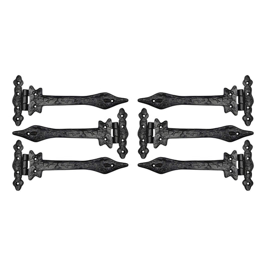 Akatva T Hinge Set - 6 Piece Gate Hinges for Wooden Fences - Heavy Duty Barn & Door Hinges – Black Matt Finish