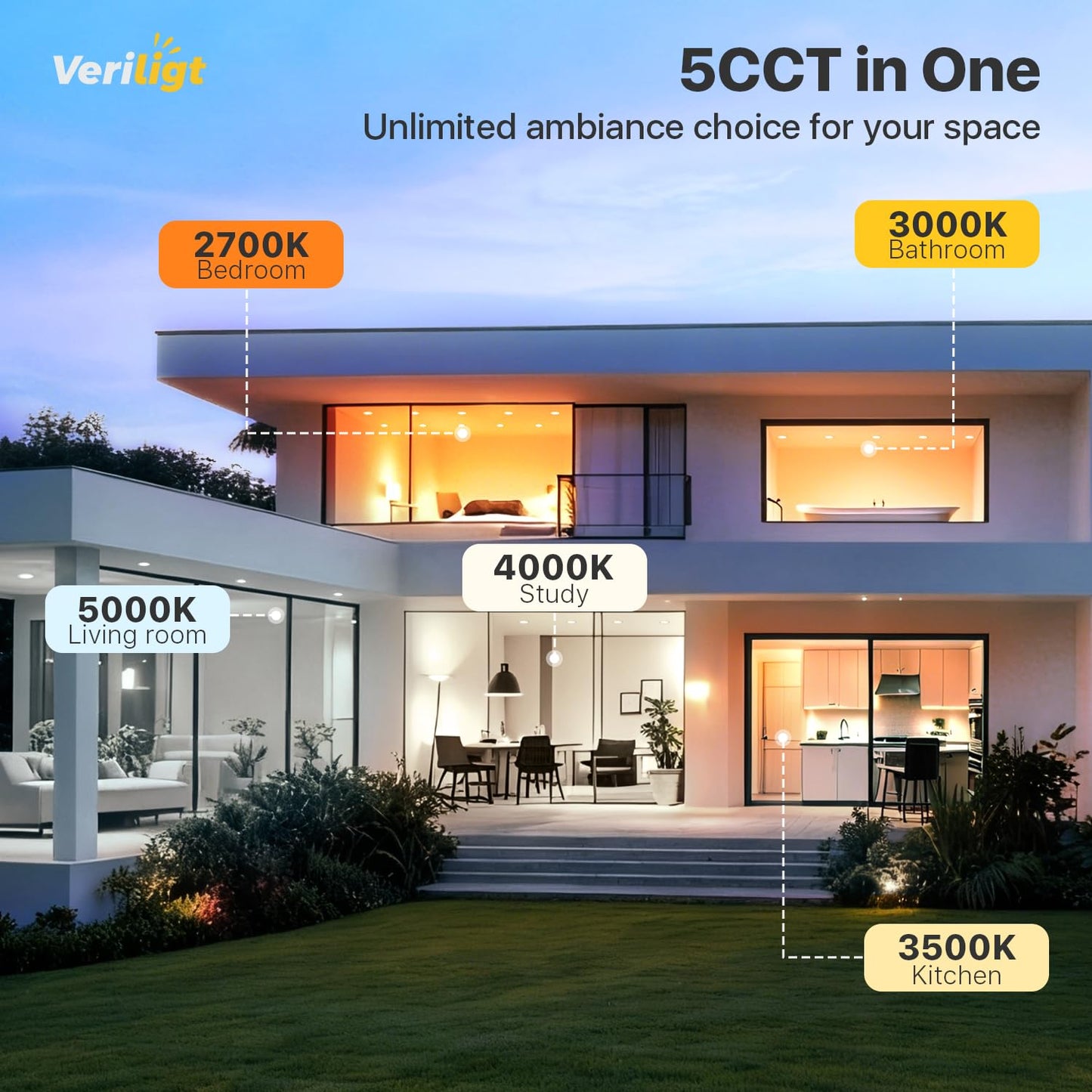 Veriligt 12 Pack 6 Inch 5CCT LED Recessed Light, Silm Canless Recessed Lighting, Dimmable, Damp Rated, 2700K-5000K Selectable, Wafer Ceiling Downlight with Junction Box, 1200LM, 12W 120V, ETL&FCC