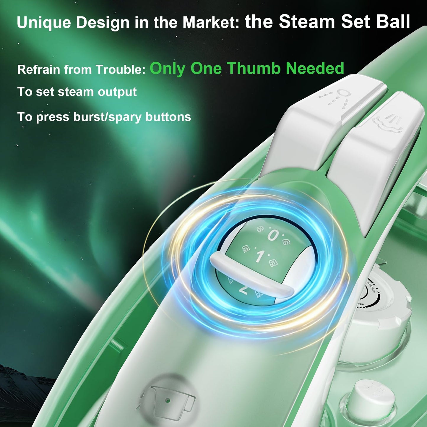 Martisan Steam Iron Lite, 1600W, 15s Fast Heat-up, Dual Layer Soleplates for Heat Reserve, Precise Adjustable Temp, Non-stick Ceramic Panel, Anto-off, Anti-drip, Anti-calc, Green