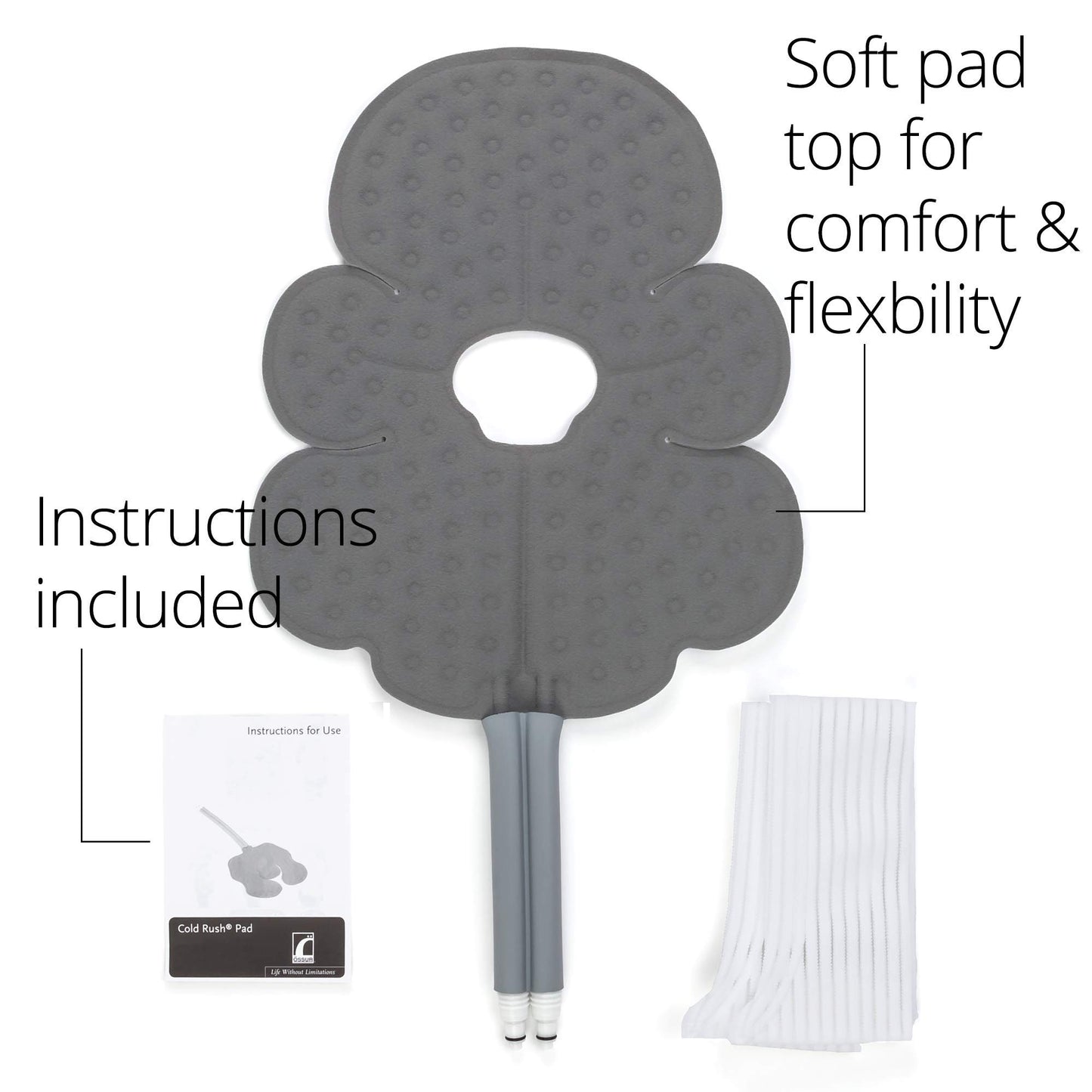 Ossur Cold Rush Cold Therapy Knee Pad | Ergonomic Knee Ice Pack Wrap for Post-Operative Pain and Swelling | Ice Pack for Knee | Includes Hose Connectors and Elastic Straps