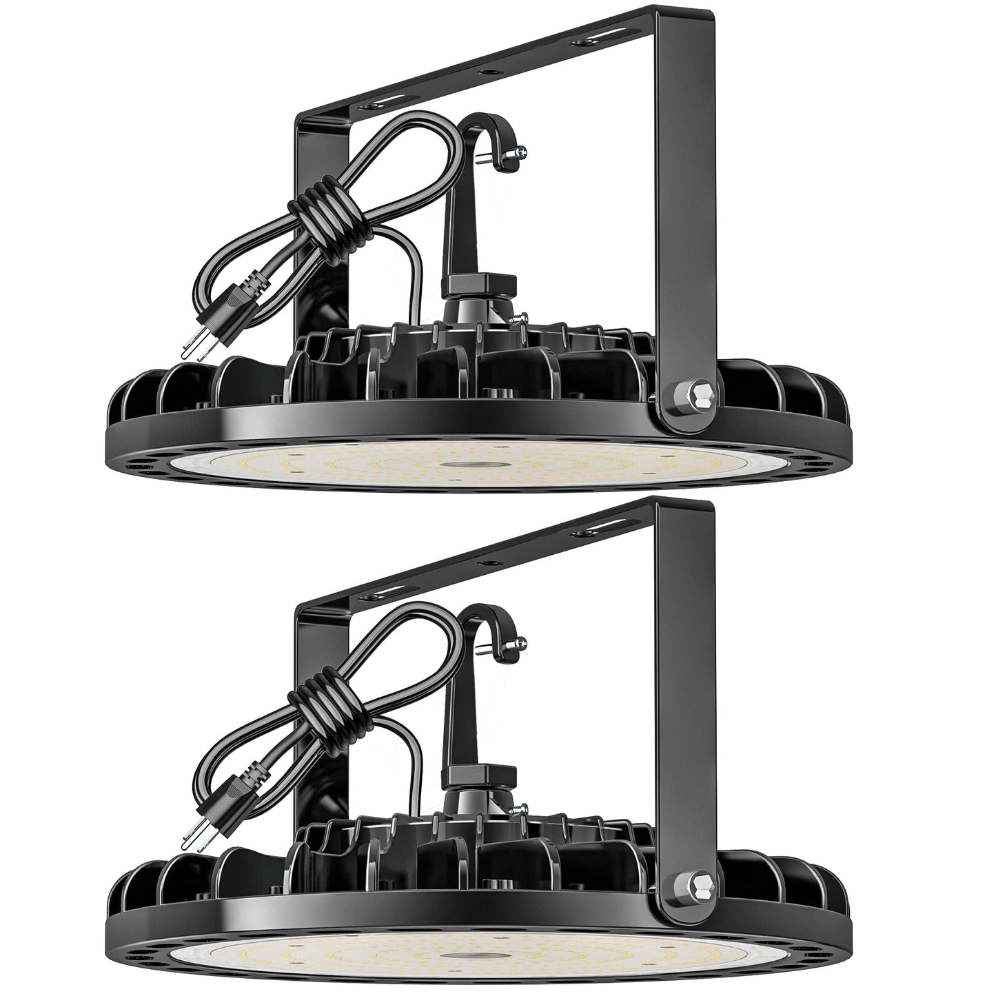 Flakeeper LED High Bay Light 150W, 22500 LM with US Plug 5ft Cable (150LM/W), 5000K Daylight, Waterproof, UFO Commercial Warehouse Workshop Factory Barn Garage Area Lighting Fixture, 2 Pack