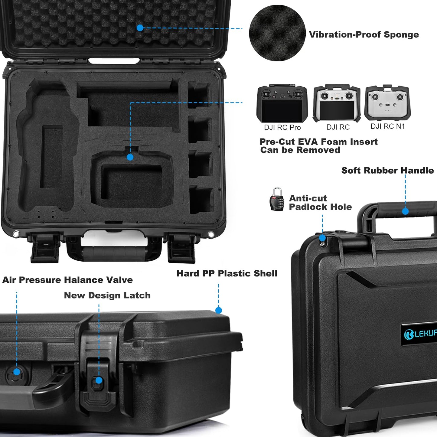 Lekufee Waterproof Hard Carrying Case for DJI Mavic 3 Pro/Classic/Combo/Cine and RC Pro/RC 2/RC- N3/N2/N1 and Accessories (Case Only)