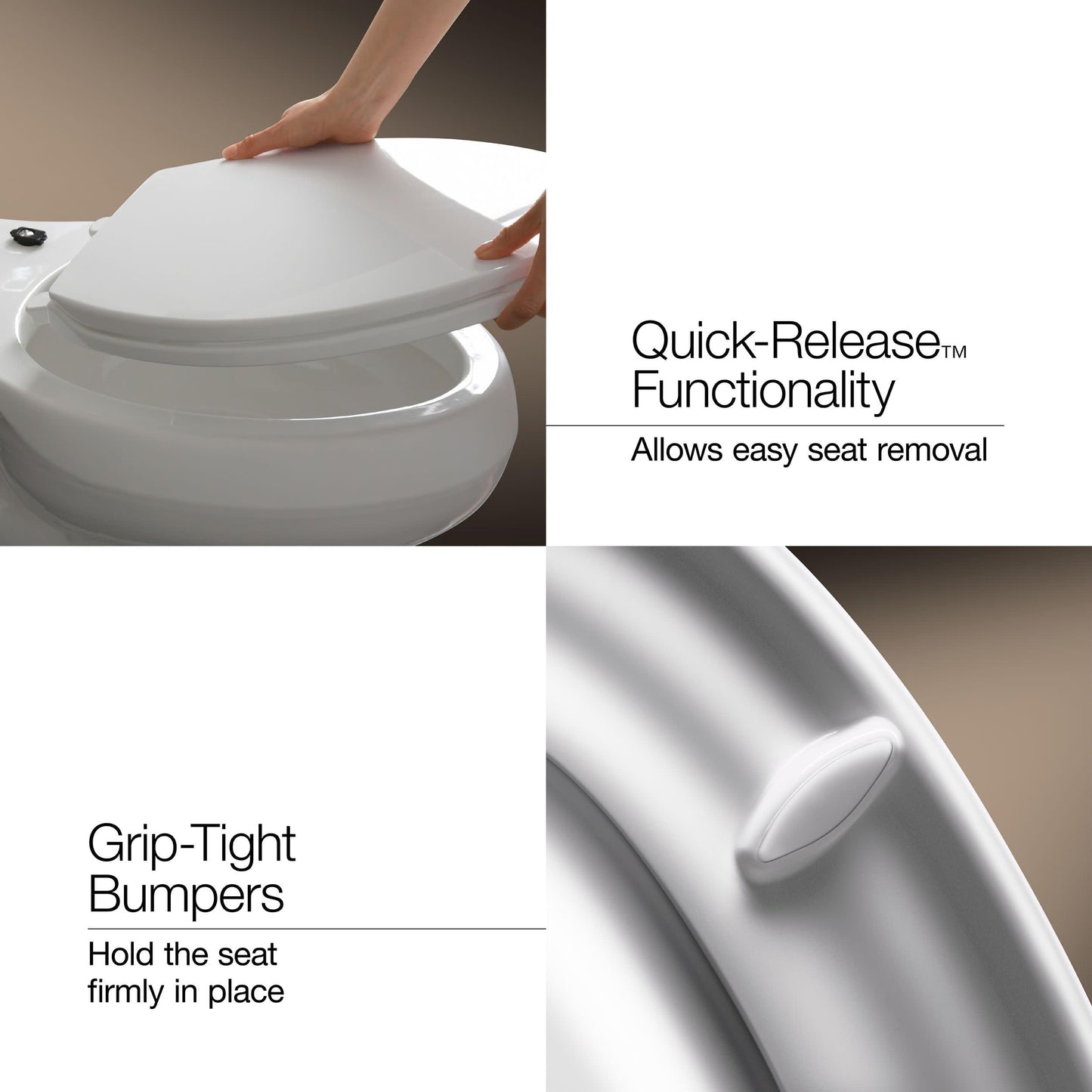 KOHLER K4732-RL-0 Transitions Elongated Toilet Seat Closed-Front with Integrated Child-Size Seat, Quiet-Close, and Grip-Tight Bumpers, White