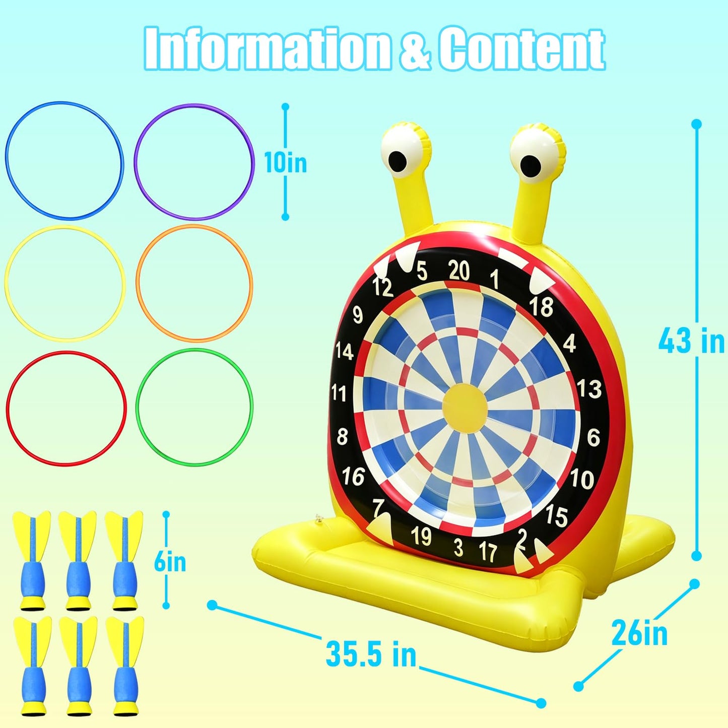 Pool Toys for Kids, Monster Inflatable Dart Board Pool, Pool Games for Beach & Backyard, Summer Water Toys for Kids Ages 8-12, Teens & Adults