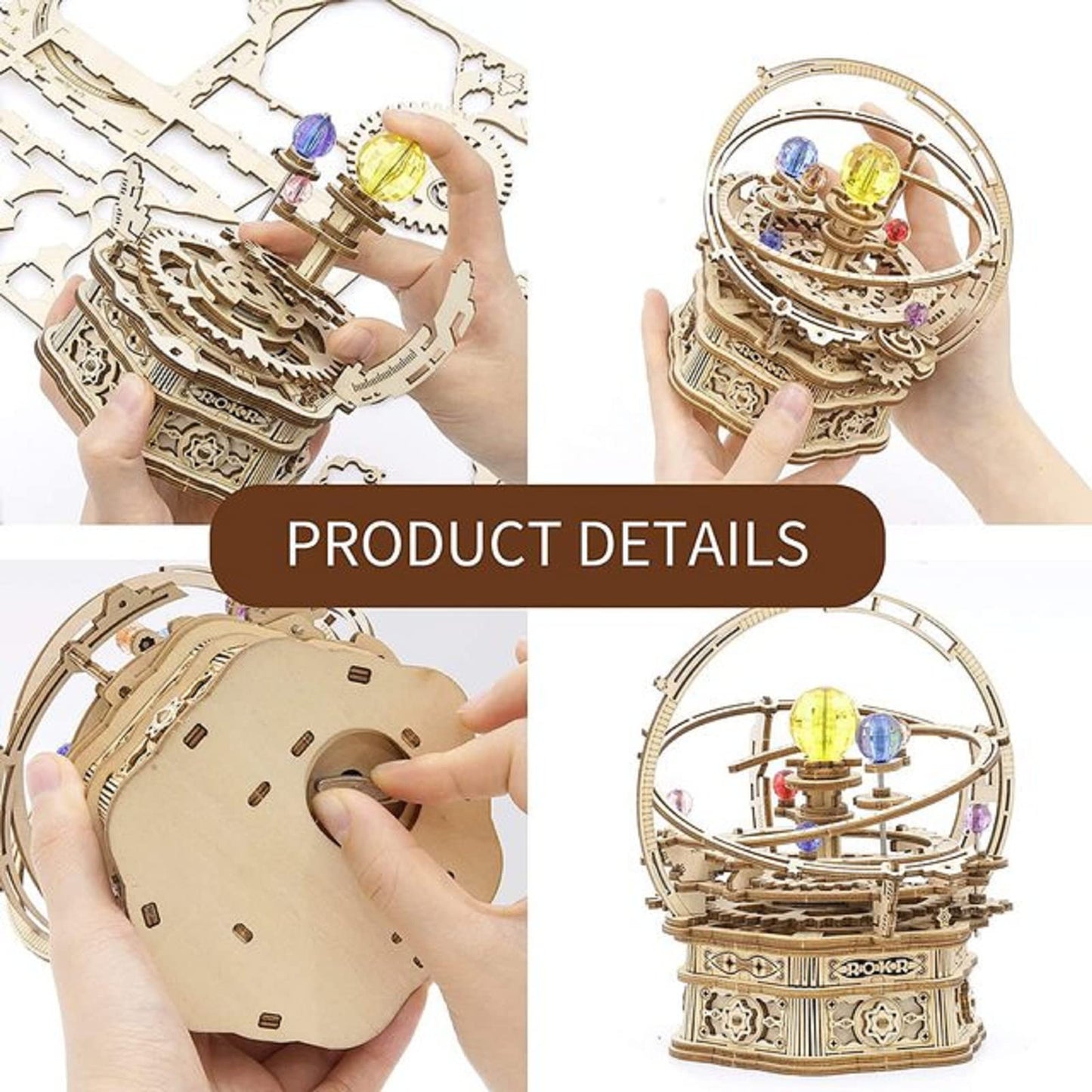 ROKR 3D Wooden Puzzles Rotatable DIY Model Music Box Mechanical Starry Night - Educational Brain Teaser Assembly Model Building Kits, Adults Crafts Hobbies Gifts for Adult (Starry Night)