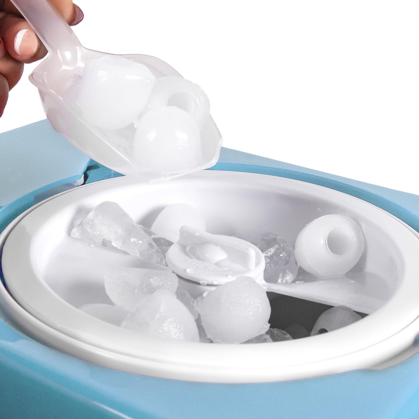 Nostalgia Snow Cone Machine – Retro Table-Top 8 Oz Snow Cone Maker Makes 20 ICY Treats– Countertop Slushie Machine Includes 2 Reusable Plastic Cups & Ice Scoop-Vintage Blue