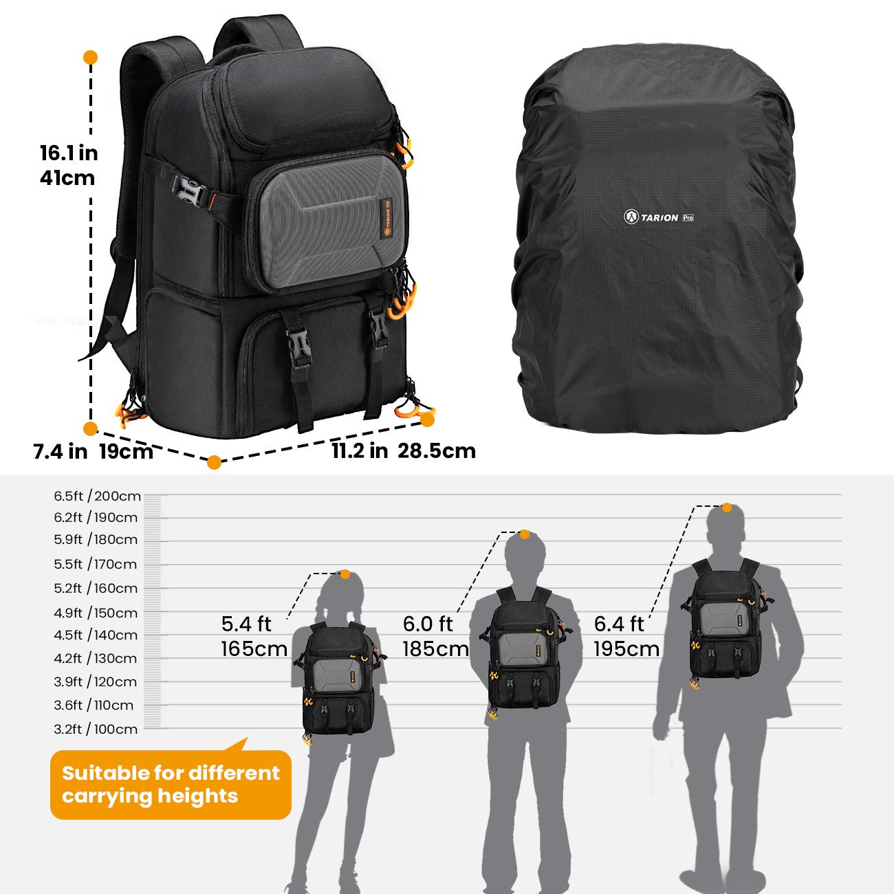 TARION Pro Camera Backpack Large Camera Bag with Laptop Compartment Tripod Holder Waterproof Raincover Outdoor Photography Hiking Travel Professional DSLR Backpack for Men Women Side Access