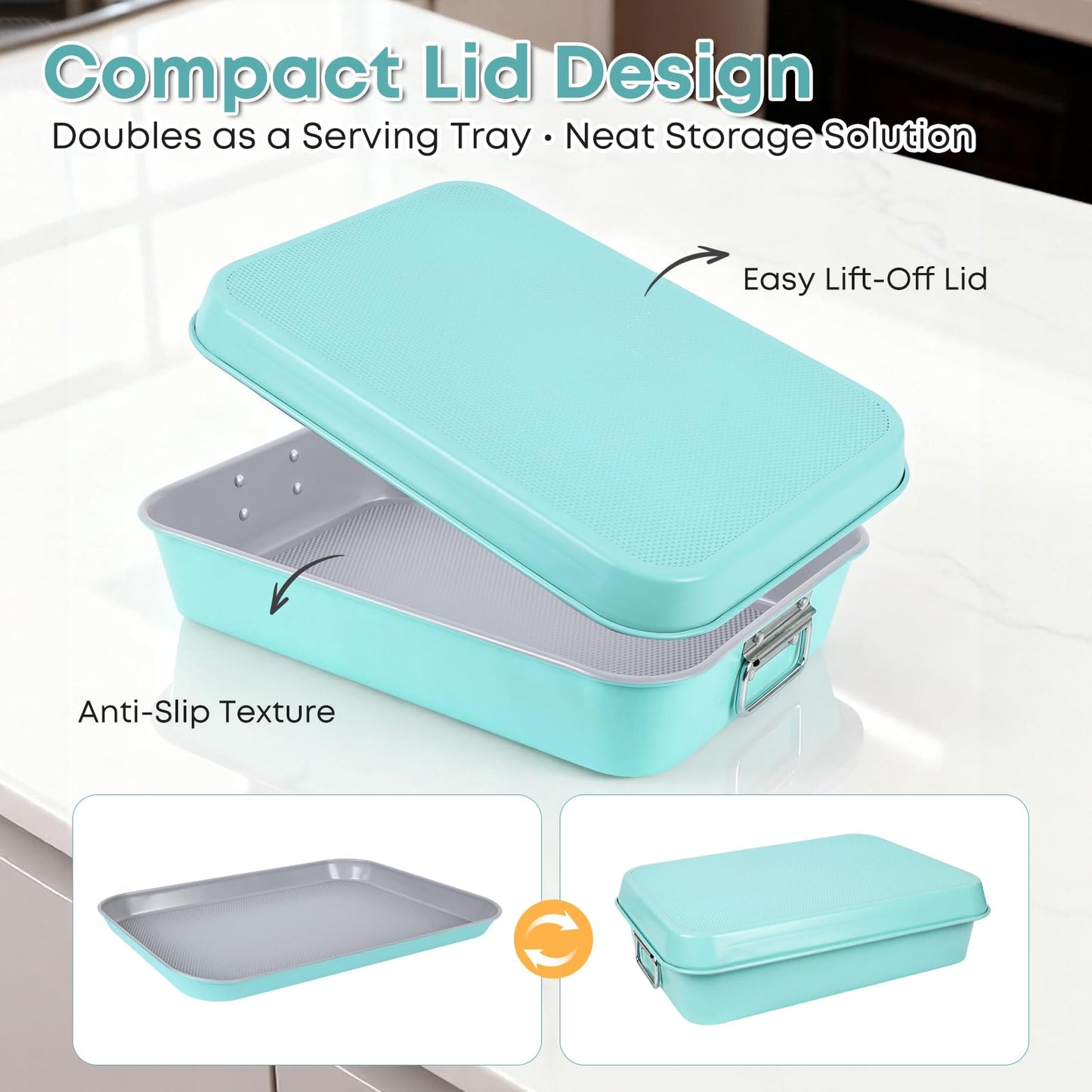 Spmarkt 21-pieces Stackable Nonstick Bakeware Set, PTFE/PFOA/PFOS Free Baking Pans Set with Silicone Cup, Oven Mitt, Complete Kitchen Baking Kit for Cake & Loaf, Cookies, Cupcakes