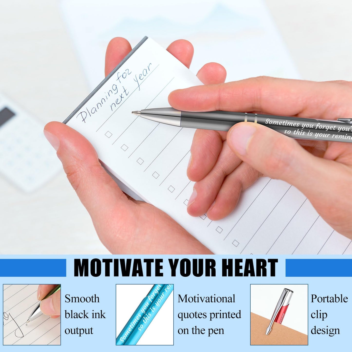 Sherr 100 Pcs Ballpoint Pens Motivational Inspirational Quotes Metal Pen Bulk Employee Appreciation Gifts Encouraging Writing Black Ink for Student Coworker Teacher Office(You're Awesome)