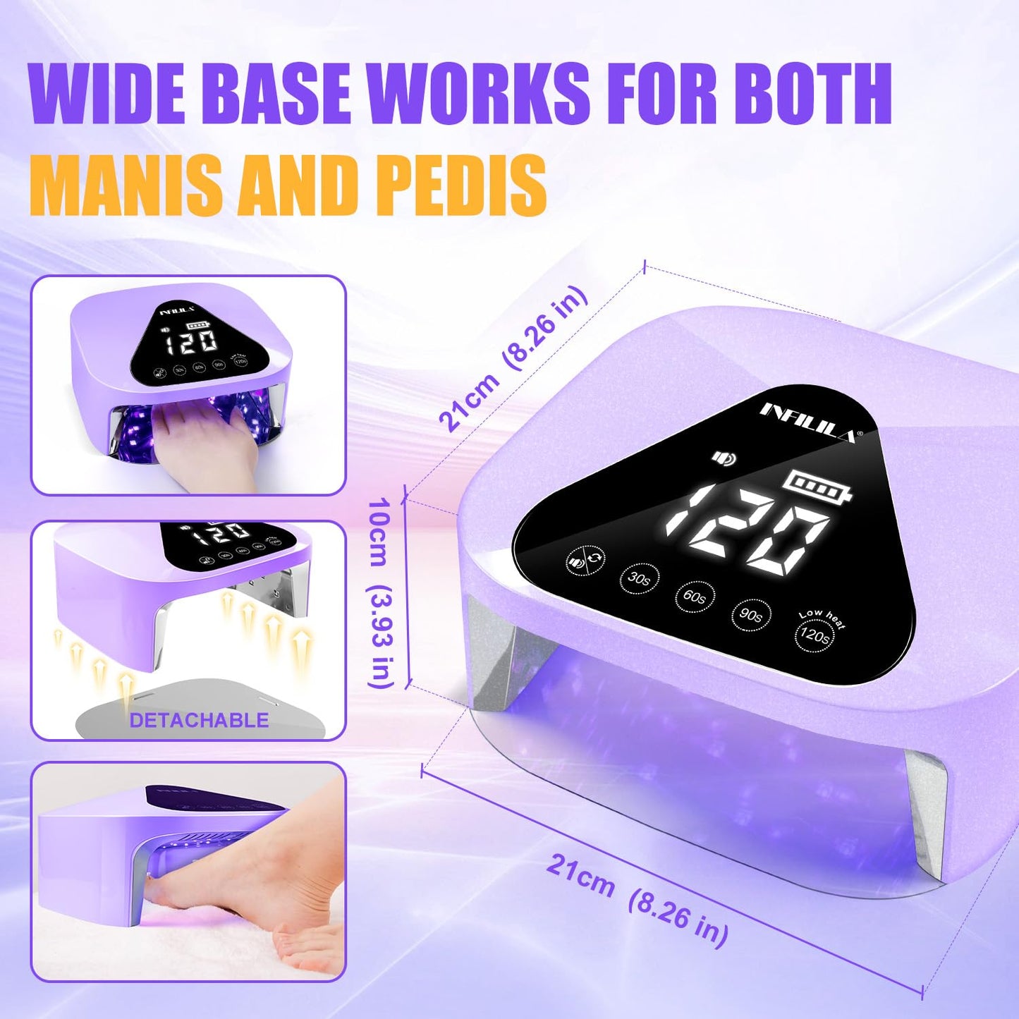 NXJ INFILILA Cordless Nail Lamp, 54W Nail Dryer for Gel Polish, Rechargeable UV Nail Lamp for Gel Nails, UV Light for Gel Nails with Large LCD Display 4 Timer Modes Auto Sensor for Salon and Home