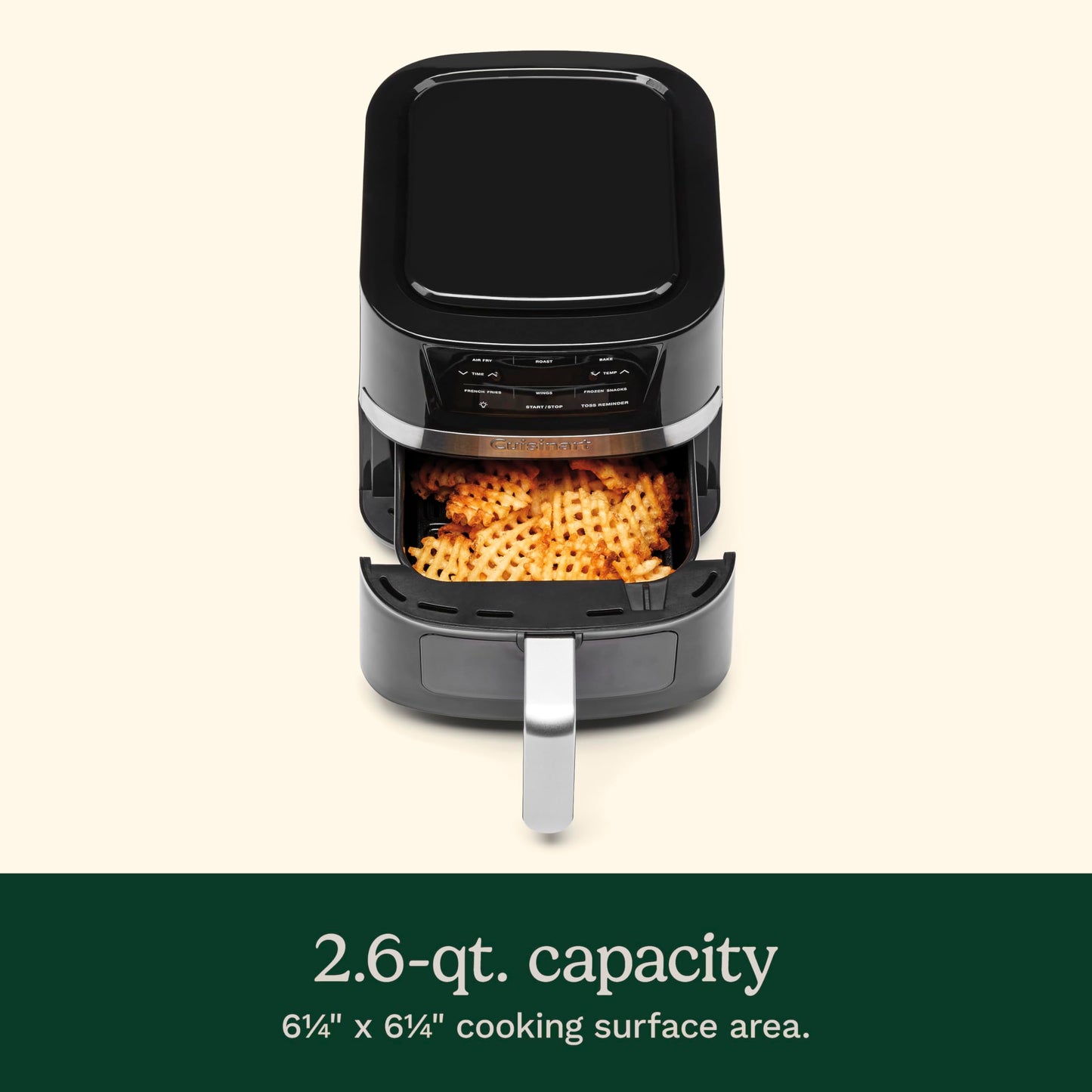 Cuisinart Air Fryer, 2.6-Quart Compact Basket Fryer with 3 Cooking Functions to Air Fry, Roast, and Bake, 3 Airfryer Presets, Dishwasher-Safe Parts, AIR-80, Stainless Steel & Black