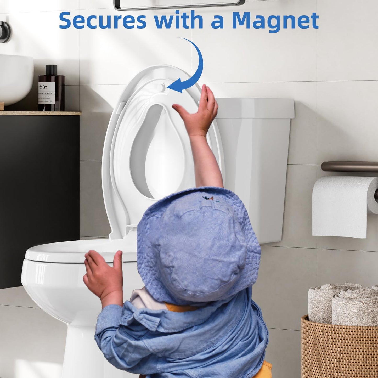 Toddler Toilet Seat – White Elongated Toilet Seat with Toddler Seat, Quick-Release & Slow-Close Hinges, Child & Adult Friendly, Fits 19-Inch Elongated Toilets, Perfect for Family Bathroom Training