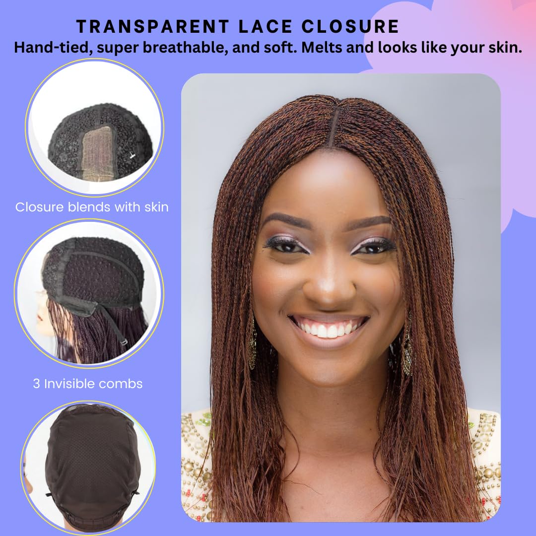 WOW BRAIDS Twisted Wigs, Micro Million Twist Wig - Color 30/33 Mix - 12 Inches. Synthetic Hand Braided Wigs for Black Women.