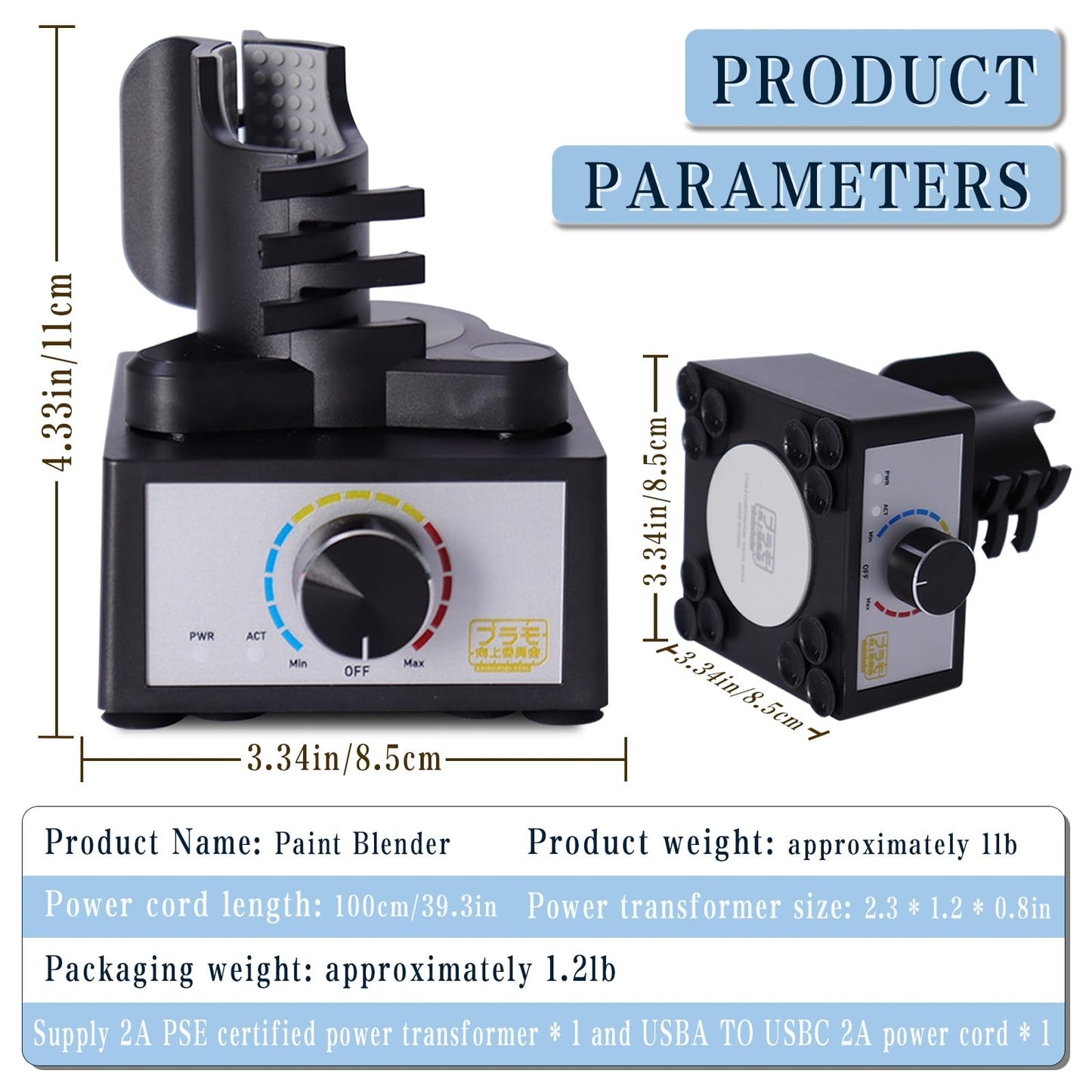 Mini Vortex Mixer, Hands-Free Model Paint Shaker, 300~2400rpm, Three-Stage Adjustable Speed Shaker, Suitable 10-100ml Mix, for Hobby Acrylic Paints, Nail Polish, Tubes, Lab, Eyelash Adhesives