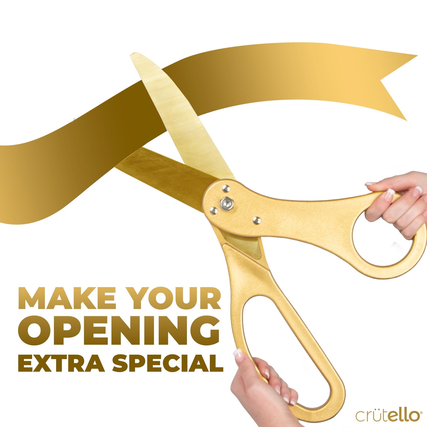 Crutello Ribbon Cutting Ceremony Kit - Grand Opening Ribbons and Scissors - 21"Giant Gold Scissors and 30 Foot Large Gold Ribbon 4"Wide - Ceremonial Kit