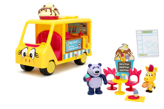 Donkey Hodie House Playset Froyo Frozen Yogurt Truck with Two 3" Flocked Figures + Accessories, Toys for Kids and Adults