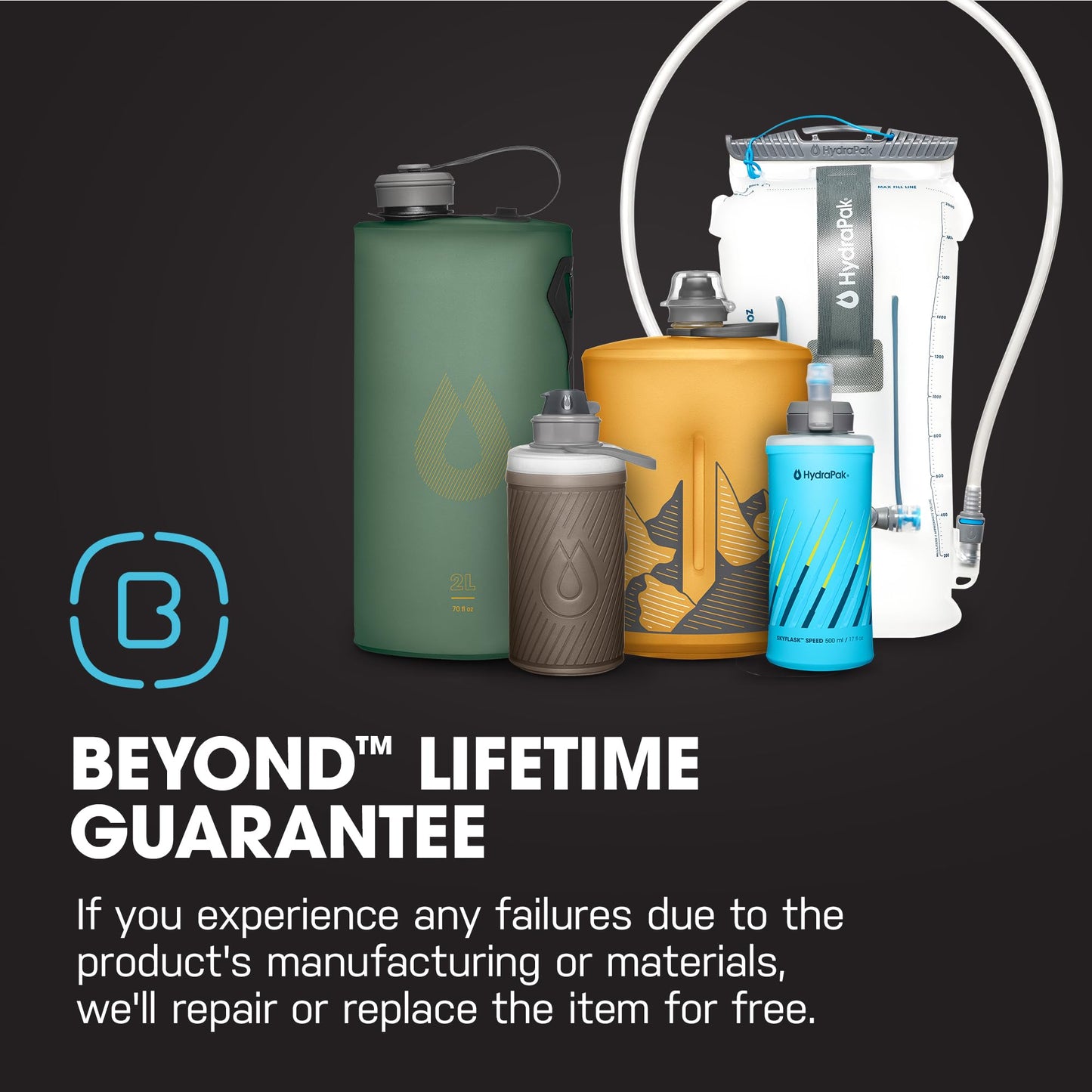 HydraPak PocketFlask 500ml 2-Pack - Compressible, Low Profile Soft Flask Water Bottle, Ideal Fit for Run Belts and Form Fitting Pockets with Locking Cap (500ml/17oz)