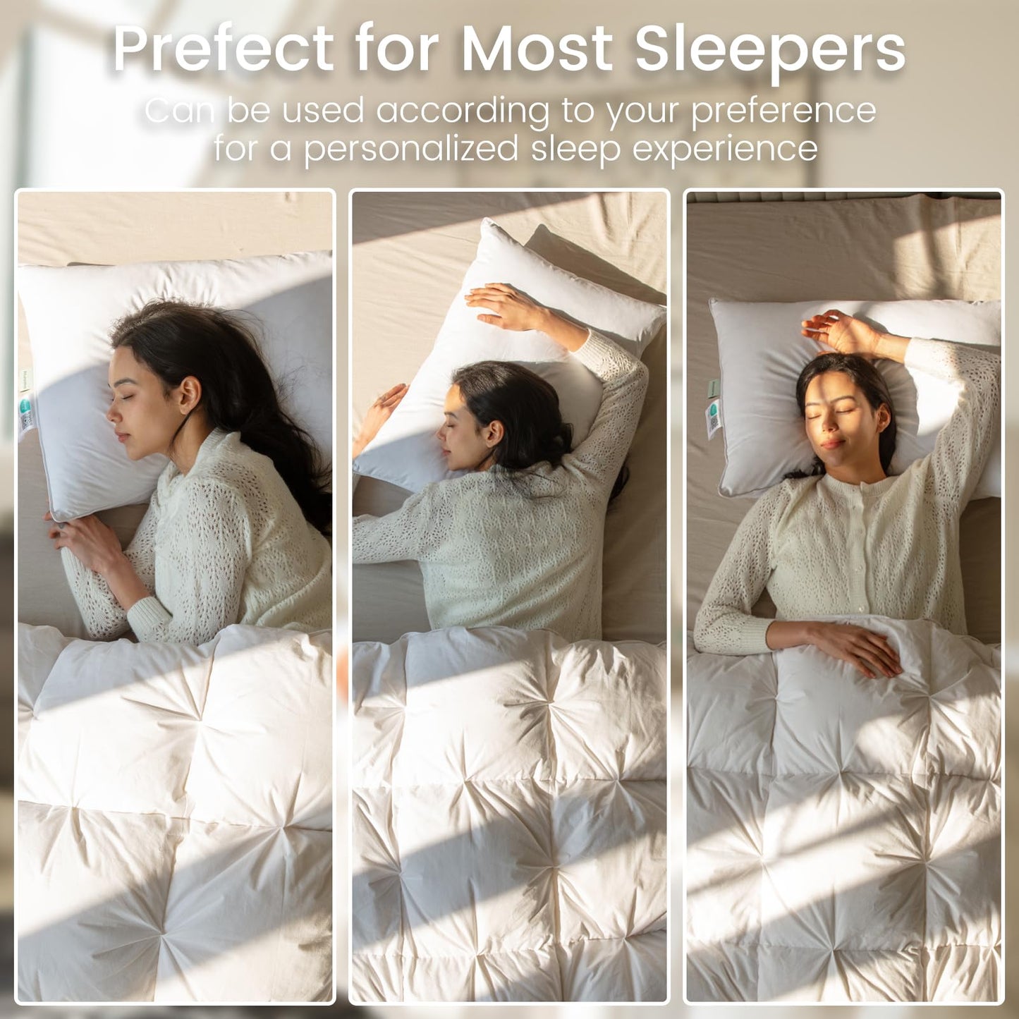 Alanzimo Goose Feathers Down Pillows Standard/Queen Size Set of 2, Luxury Soft Feather Down Pillow for Sleeping, 100% Cotton Cover Hotel Collection Bed Pillows for Back,Stomach or Side Sleepers 20x28