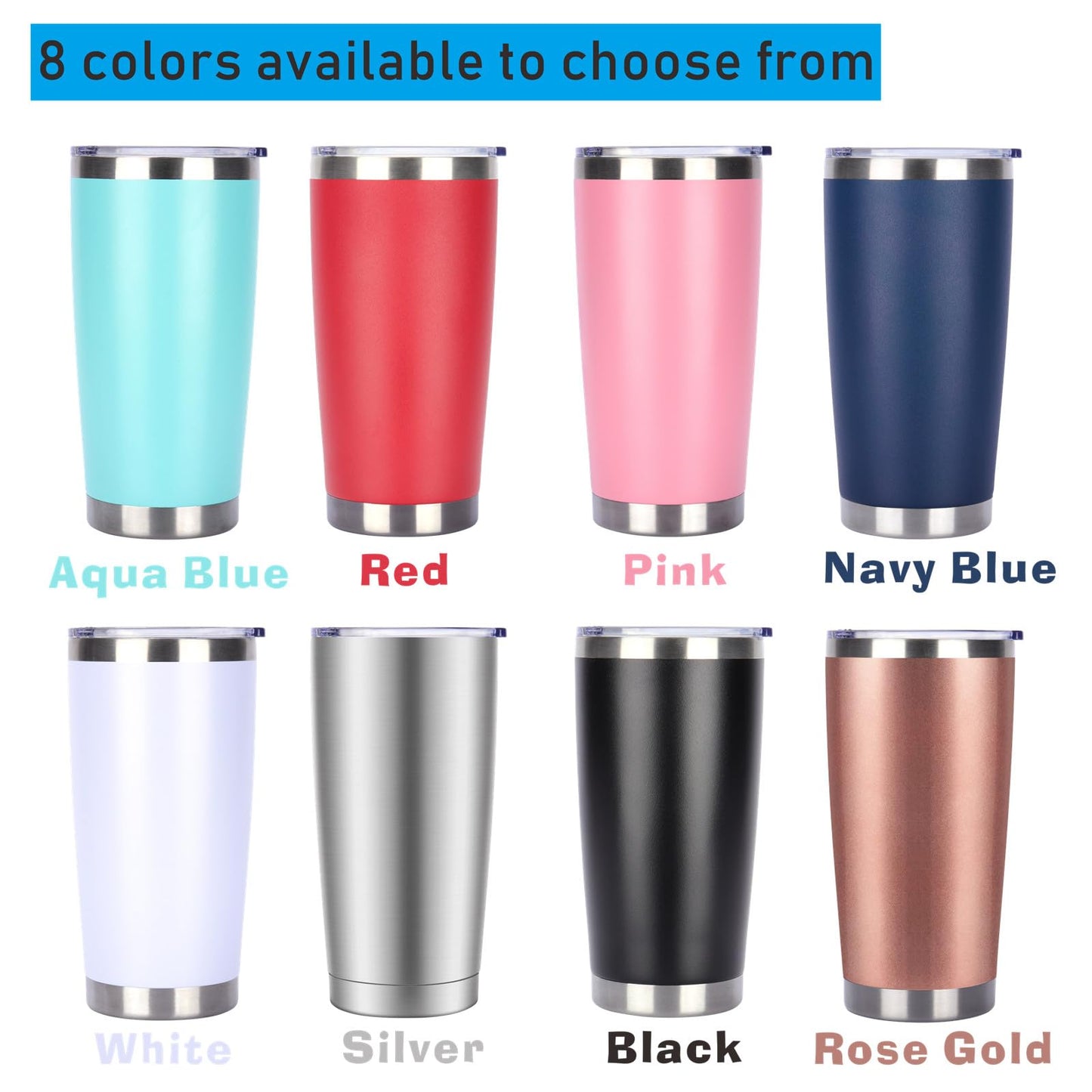 Pandance 20oz Stainless Steel Insulated Tumblers with Lid and Straw Bulk, Double Wall Vacuum Water Cups for Hot & Iced Coffee Drinks Travel Mug (Mix, 12 pack)