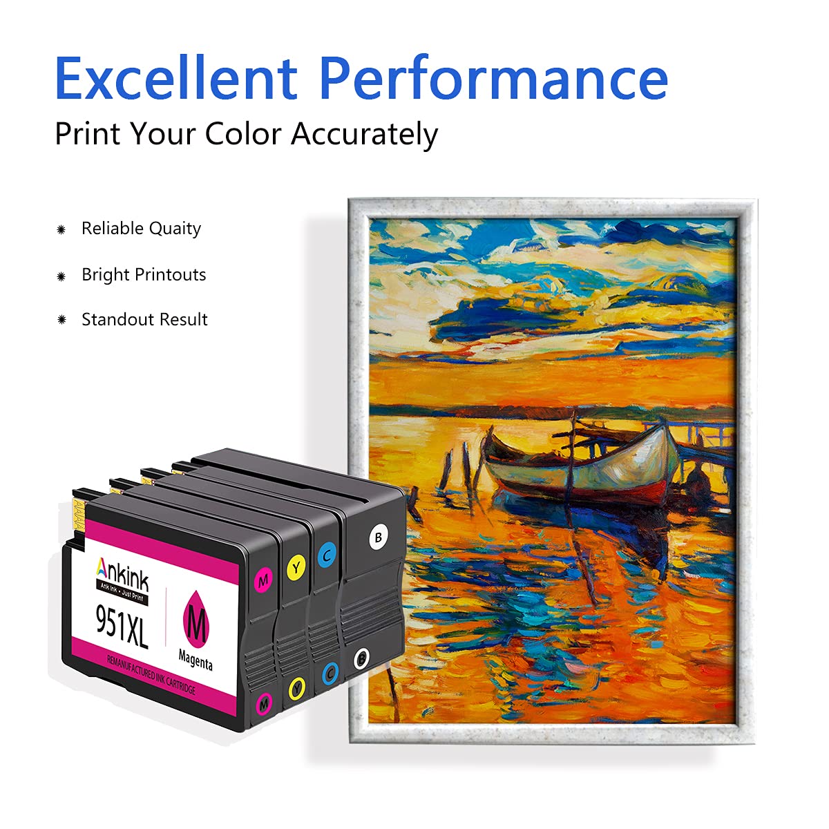 950XL 951XL Ink Cartridges Combo Pack Replacement for HP 950 951 XL Compatible for HP OfficeJet Pro 8600 8610 8615 8616 8620 8625 8100 8630 8660 8640 8100 271DW 276DW 251DW, Black Cyan Magenta Yellow