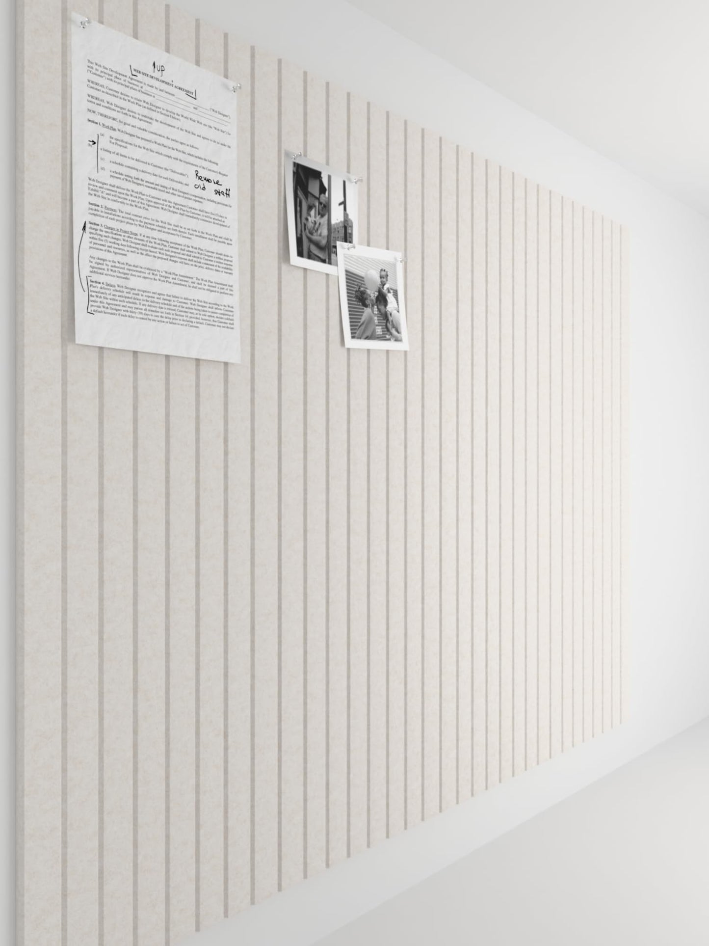 Bumusty Large Cork Board Alternative-47 x35 Felt Bulletin Board Tiles, with 30 Pushpins, 70 Adhesive Tabs, 12-Pack Slat Wall Paneling, Cork Boards for Office Push Pin Board Felt Board-Oatmeal