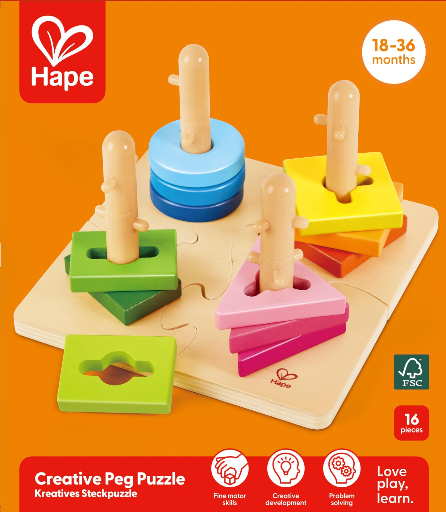 Hape Creative Toddler Wooden Peg Puzzle