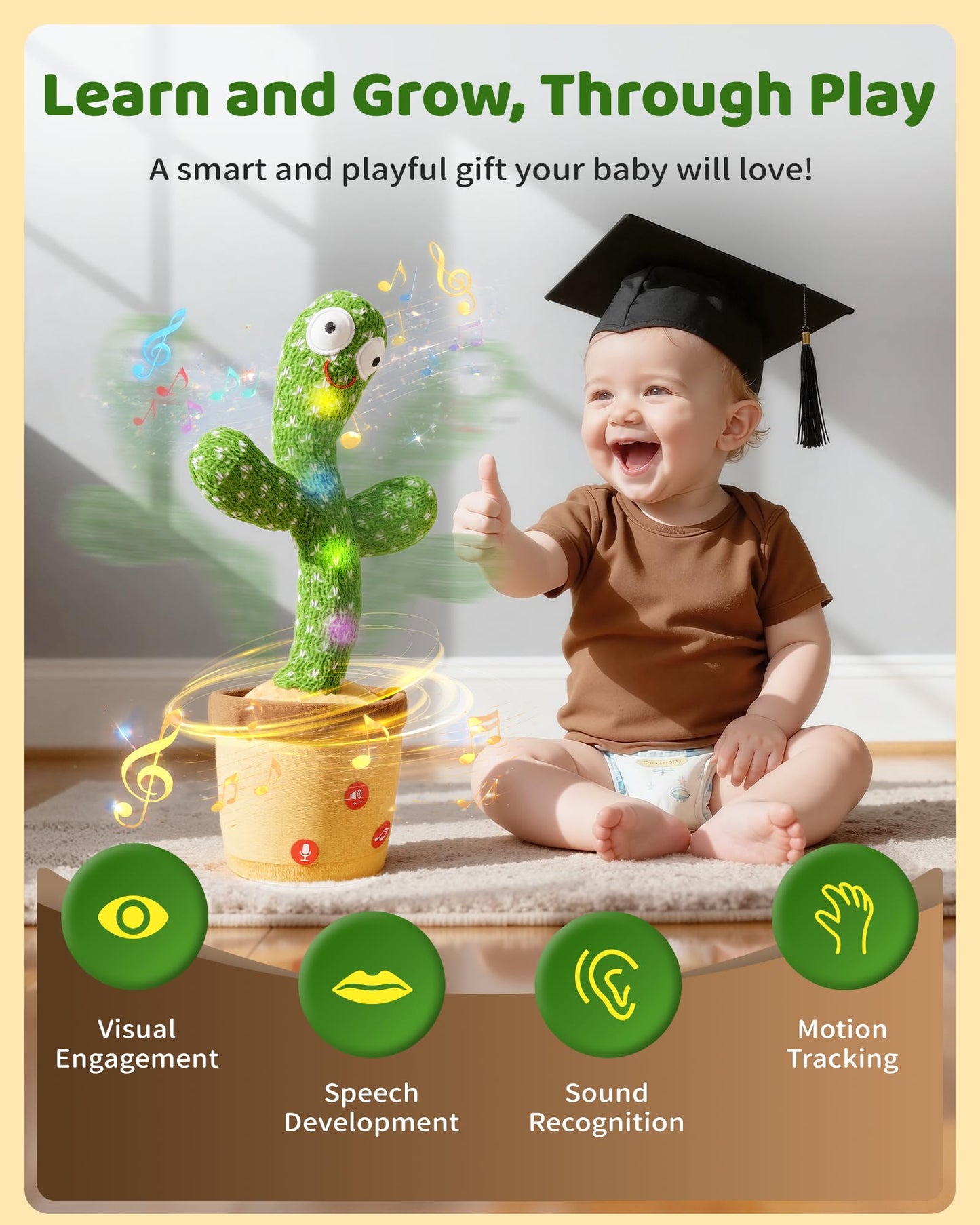 TWORIVER Talking Cactus Toy Dancing Talking Cactus Baby Toy