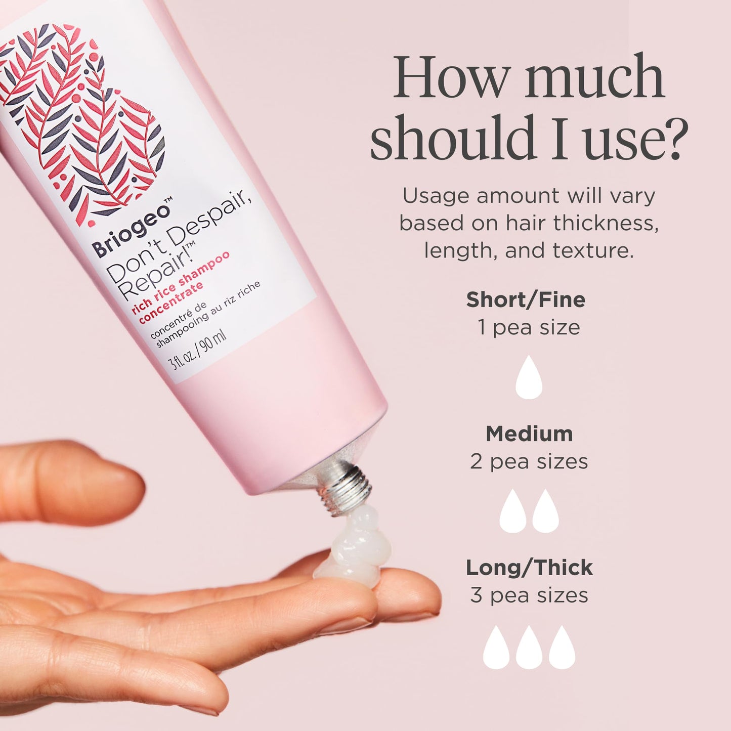 Briogeo Don't Despair, Repair! Rich Rice Shampoo Concentrate, Protein Shampoo for Severely Damaged Hair, Water-Activated Concentrate Shampoo, Vegan, Cruelty-Free, 3 fl oz