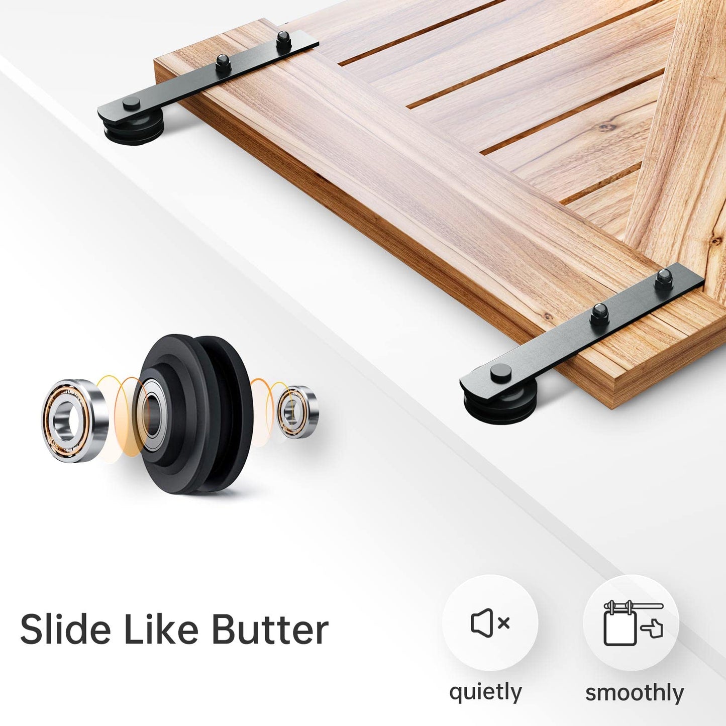 EaseLife 10 FT Heavy Duty Sliding Barn Door Hardware Track Kit,Straight Pulley,Slide Smoothly Quietly,Easy Install (10FT Track Kit for 60" Wide Single Door)