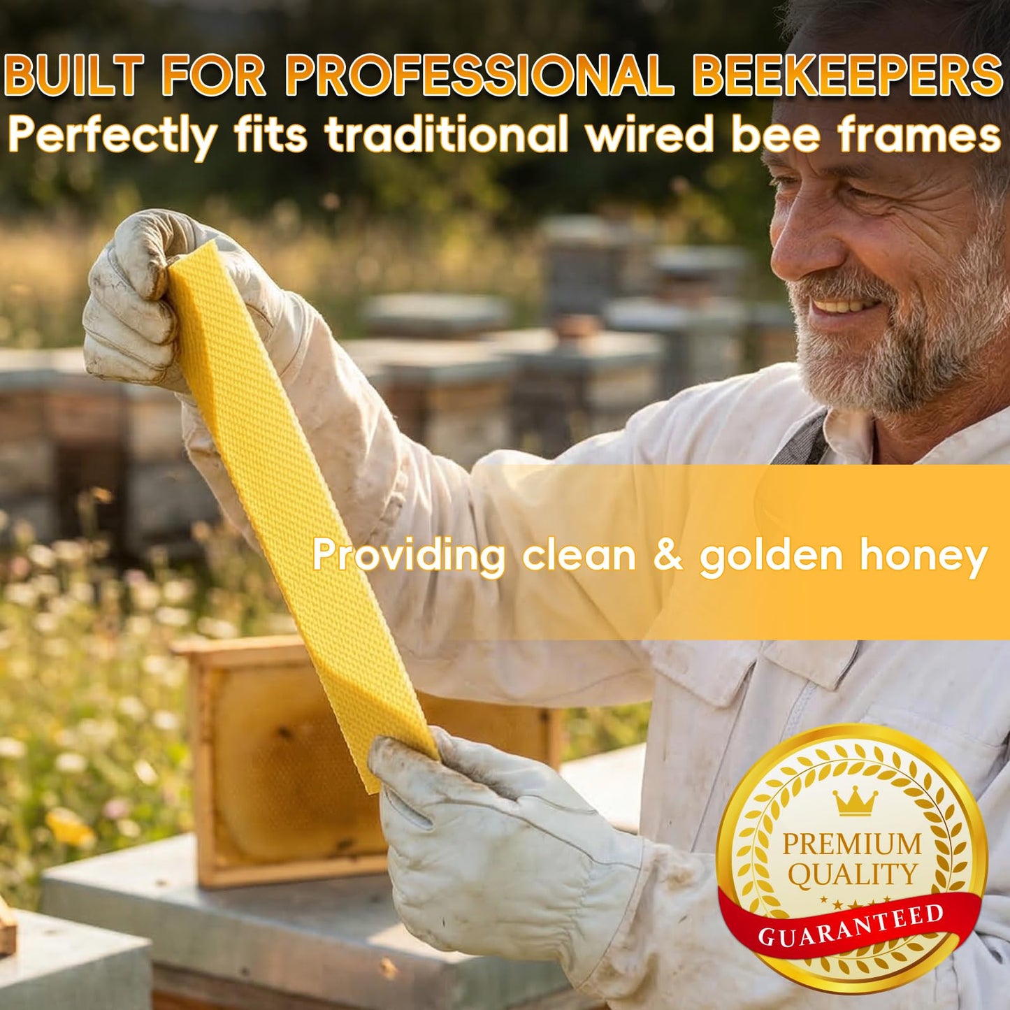 NUOMIC 30PCS Natural Beeswax Foundation Sheets for Bee Hive Wired Frames, Multi Purpose Beeswax Sheets for Candle Making, Crafts, Models and DIY Projects