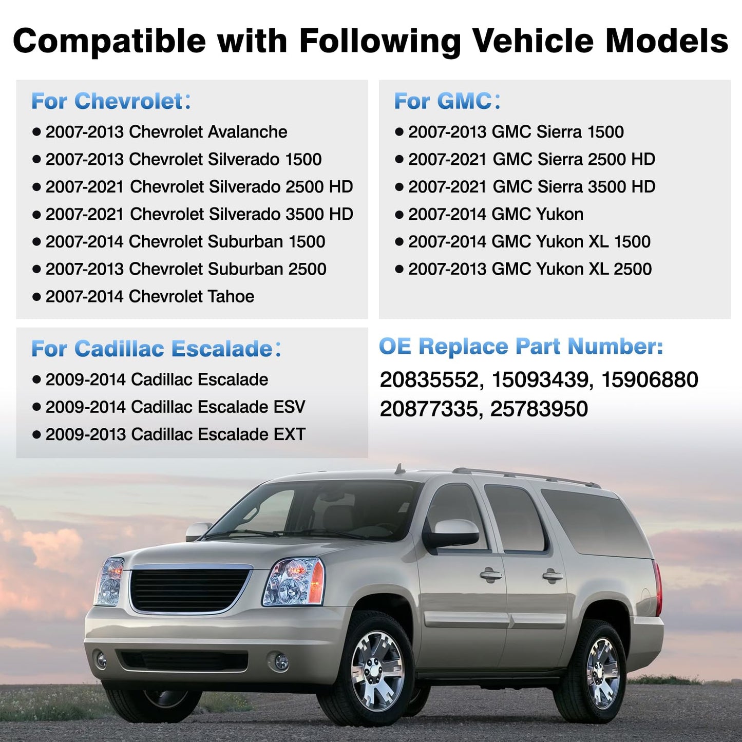 TOP-MAX 20835552 Master Power Window Switch Driver Side Compatible with 2007-2013 Chevrolet Silverado, Avalanche, 2007-2014 Suburban, Tahoe, Sierra, Yukon Without Power Folding Mirrors, OE# 20835552
