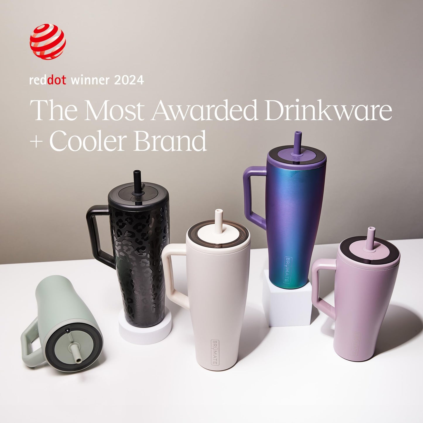 BrüMate Era 40 oz Tumbler with Handle and Straw | 100% Leakproof Insulated Tumbler with Lid and Flexible SoftSip Straw | Made of Stainless Steel | Cup Holder Friendly Base | 40oz (Dark Aura)