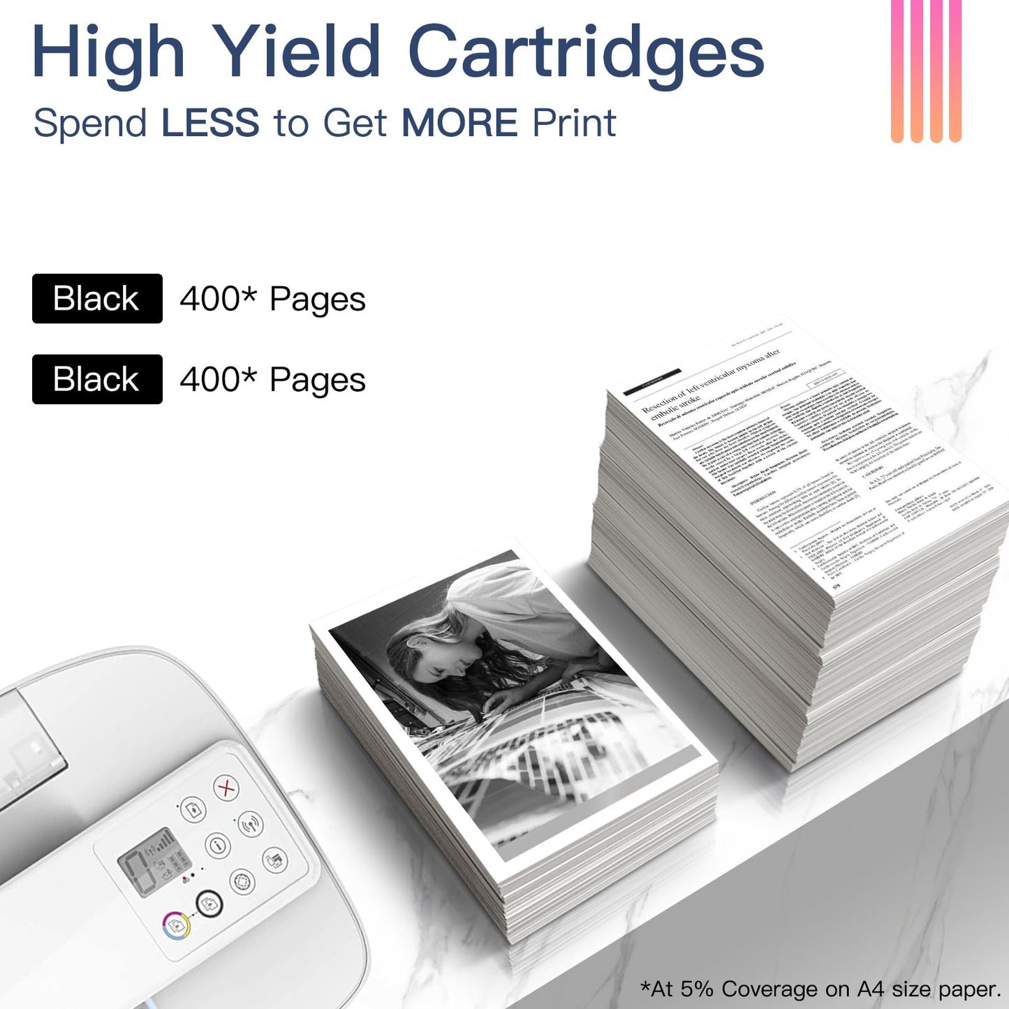 Printer Ink PG-275XL for Canon PG-275 Black Ink Cartridge 275 XL Work for Canon Pixma TR4700 TR4720 TR4722 TS3520 TS3522 TS3500 Printer (2 Pack)