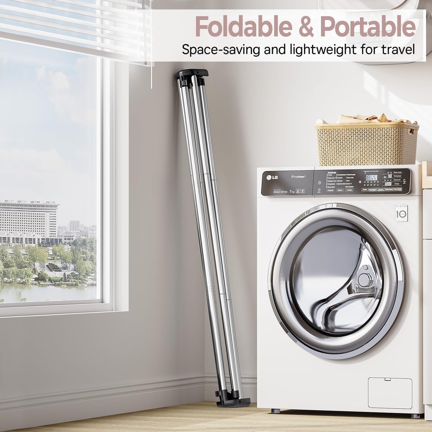 TOOLF Clothes Drying Rack Foldable, Laundry Drying Rack Stainless Steel, Portable Clothes Rack, Clothing Garment Rack, Drying Rack for Clothing, Indoor Outdoor, Free-Standing, Large Capacity
