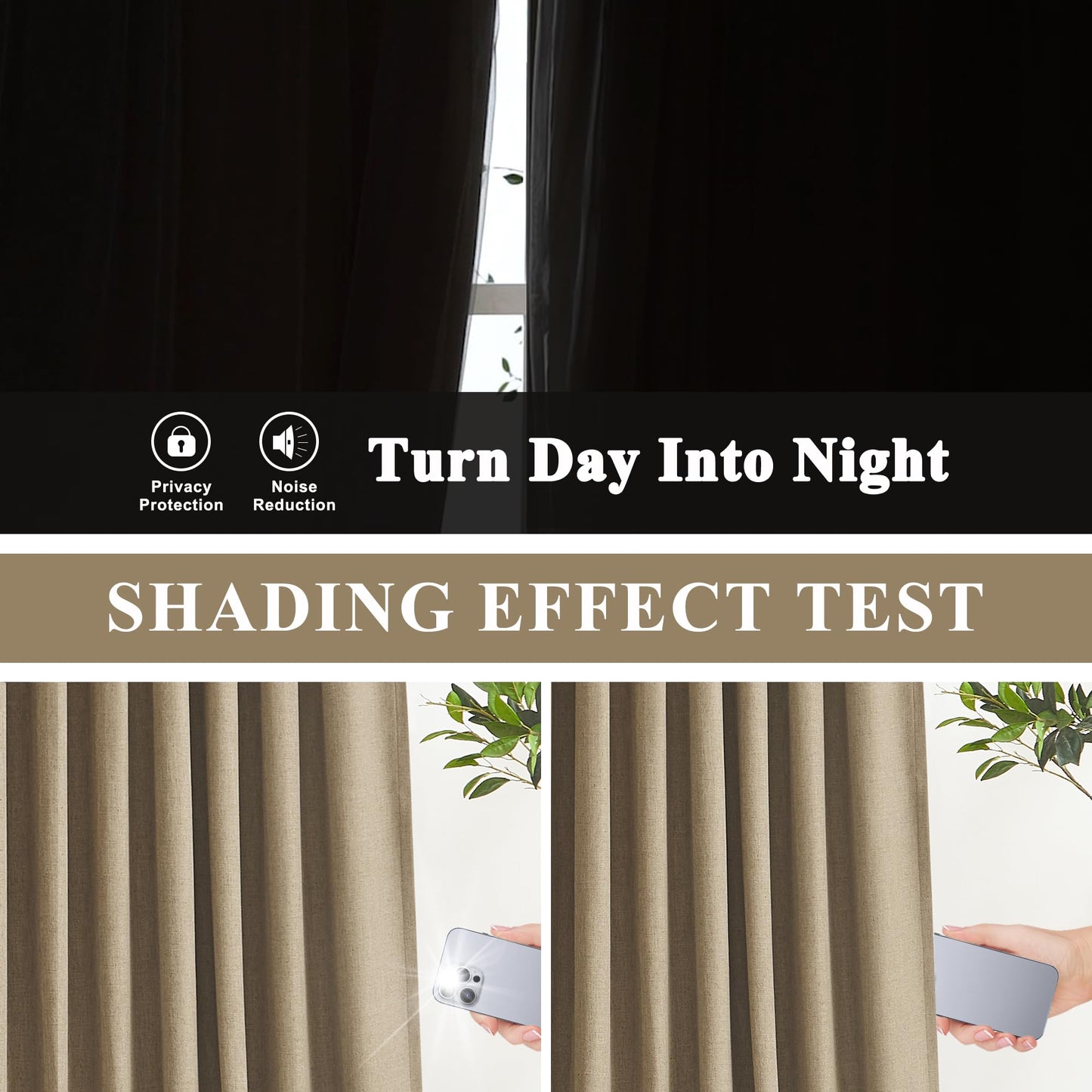 Vision Home Brown Pinch Pleated Full Blackout Curtains Linen Blended Room Darkening Window Curtains 90 inch for Living Room Bedroom Thermal Insulated Pinch Pleat Drapes with Hooks 2 Panel 40" Wx90 L