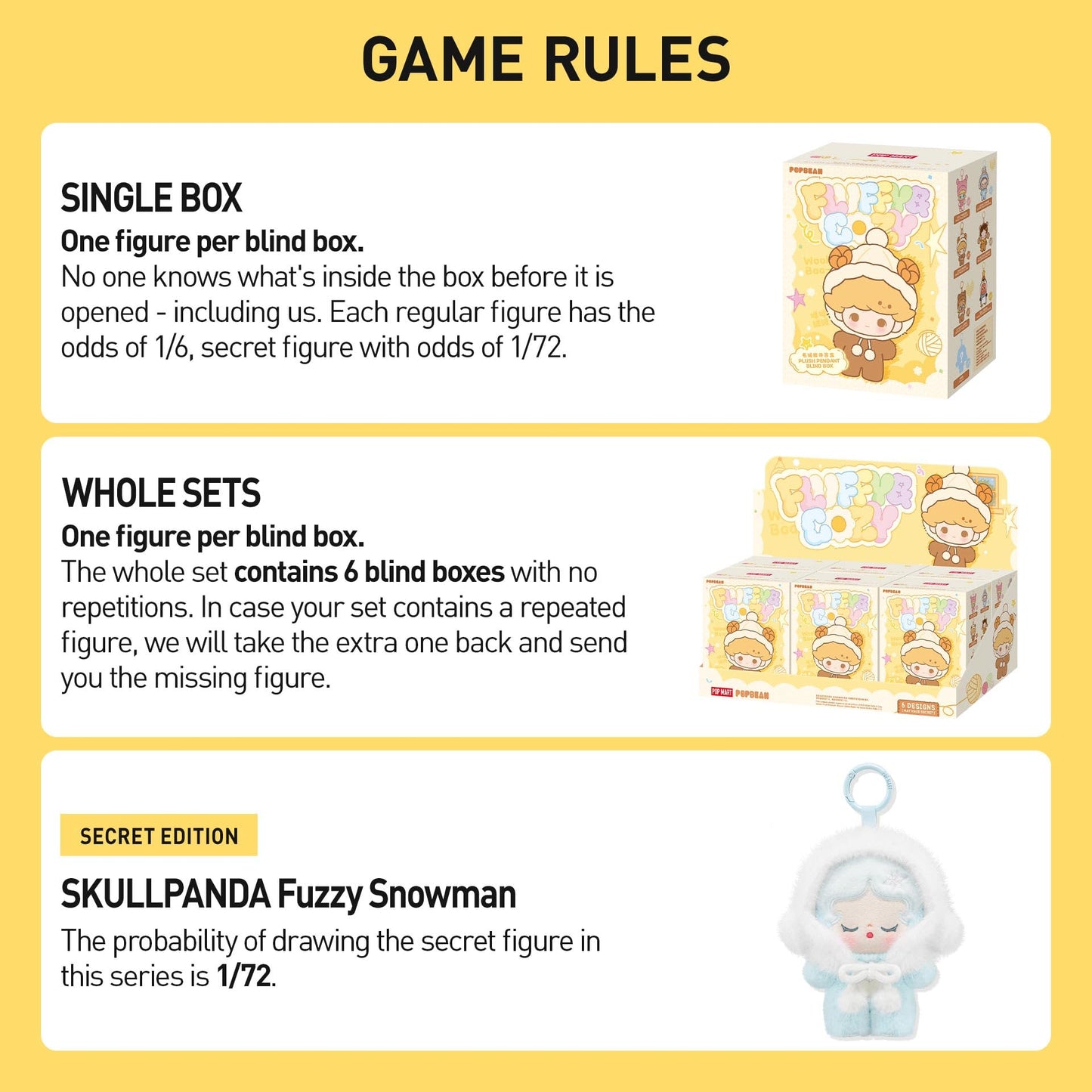 POP MART POP Bean Fluffy & Cozy Series-Plush Pendant Blind Box, Blind Box Action Figures, Random Design Collectible Toys for Home Decor, Birthday Gifts for Girls Boys Women Men, Single Box