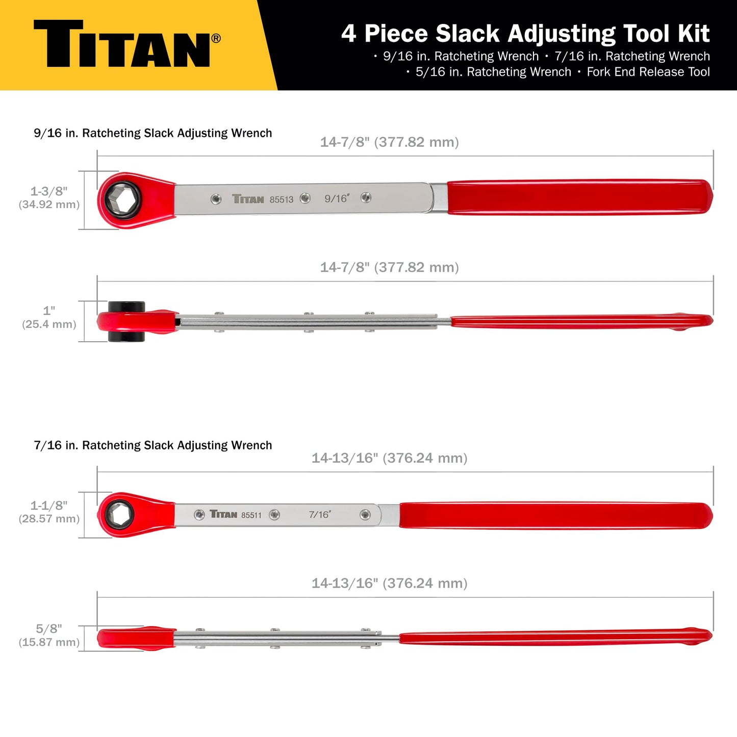Titan 85569 4-Piece Slack Adjusting Tool and Wrench Kit