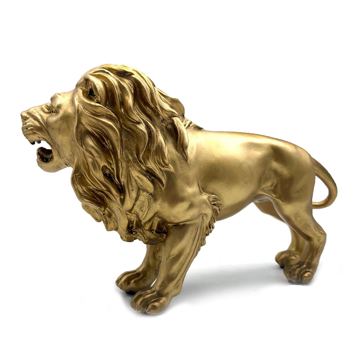 10 Inch Lion Statue Figurine Sculpture Resin Collectible Gifts for Lion Lover Office Home Decor Desk Accessories Decoration Garden Figurines Outdoor Decor Gold