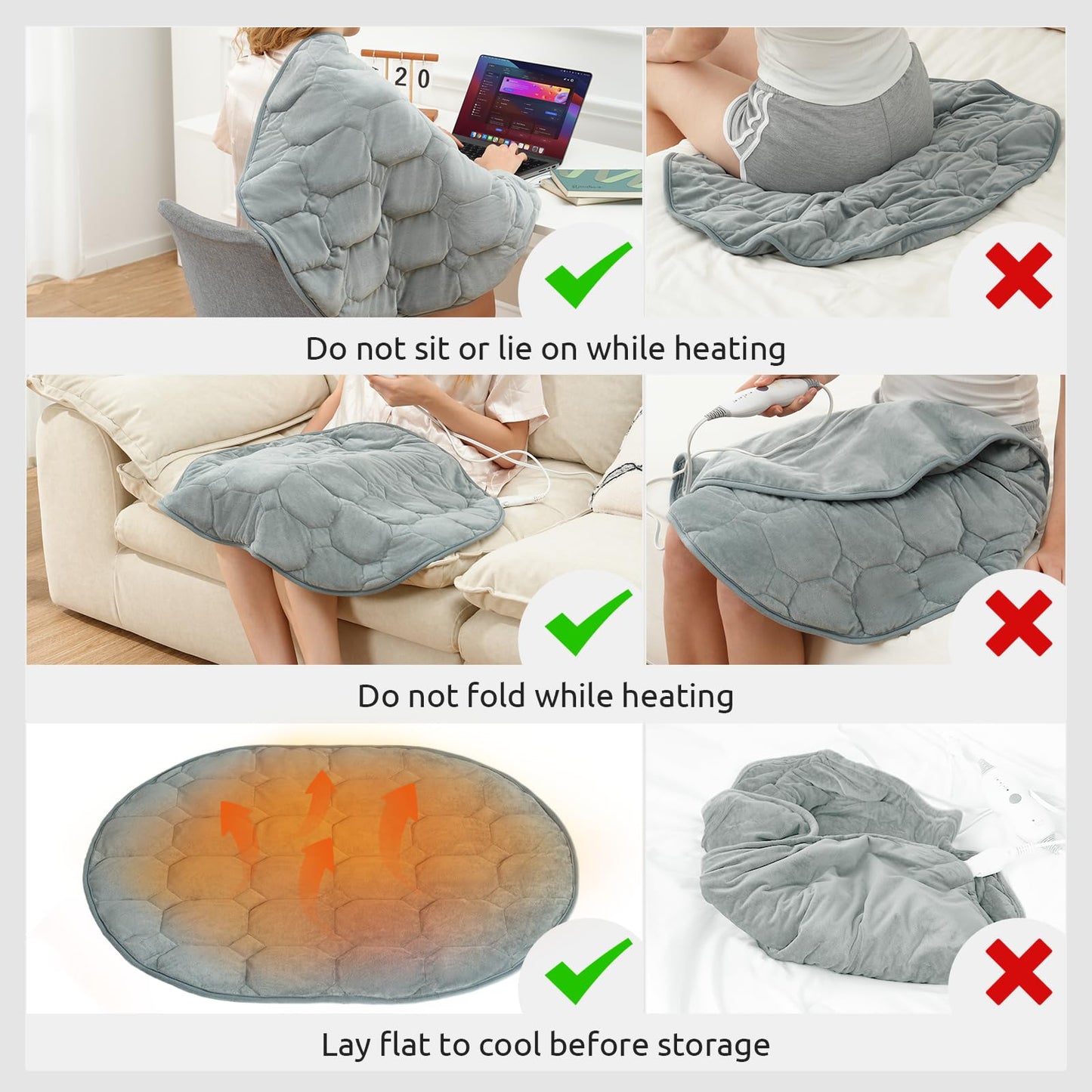 Drewin Weighted Heating Pad for Relax and Calm, Velvet-Soft 7 lbs Electric Lap Blanket for Neck Shoulders Back, Washable Warm Weighted Lap Blanket with 4 Heating Levels, 24" x 29", Grey