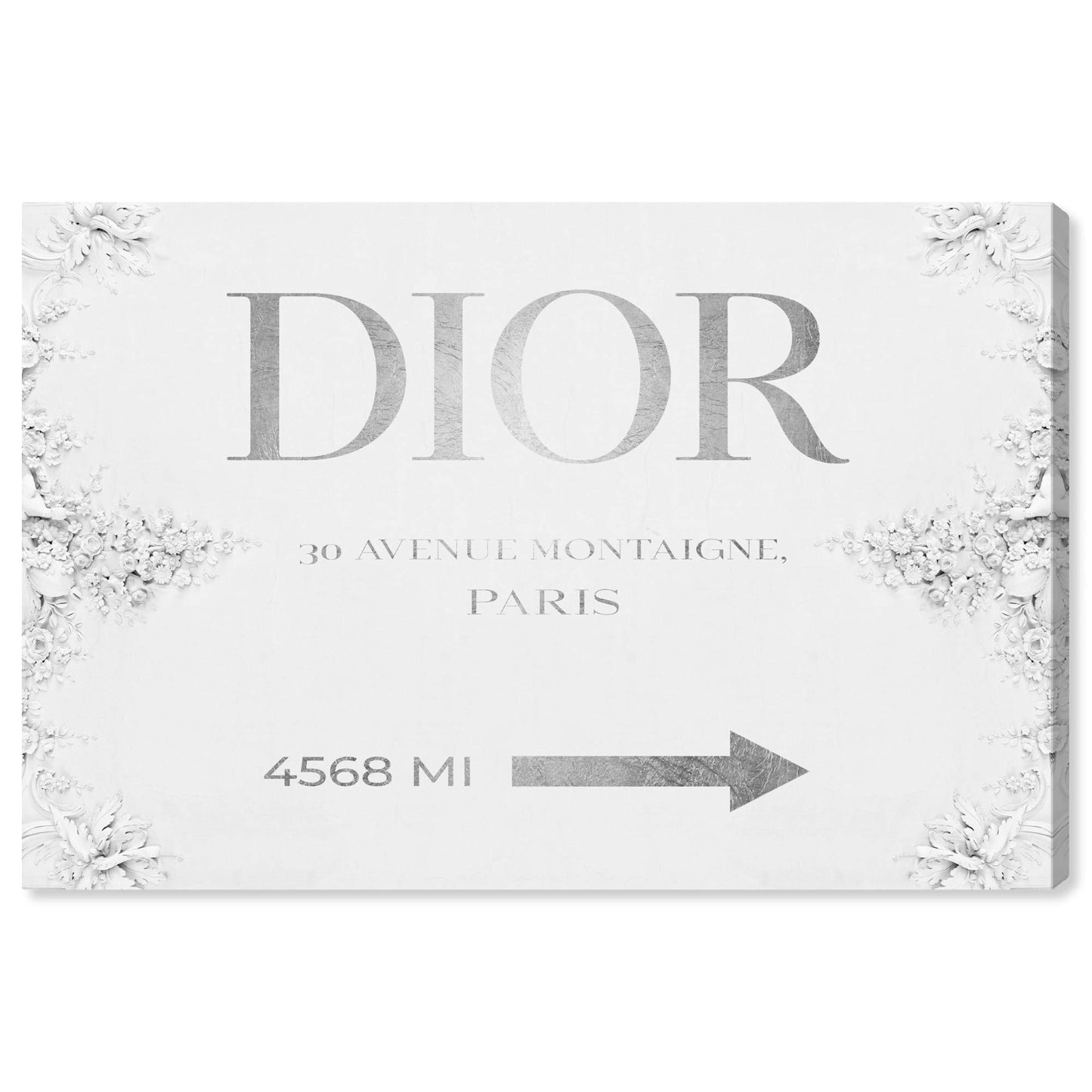 The Oliver Gal Artist Co. Fashion and Glam Wall Art Canvas Prints 'Haute Collection Classic' Road Signs Home Décor, 30" x 20", Gray, White