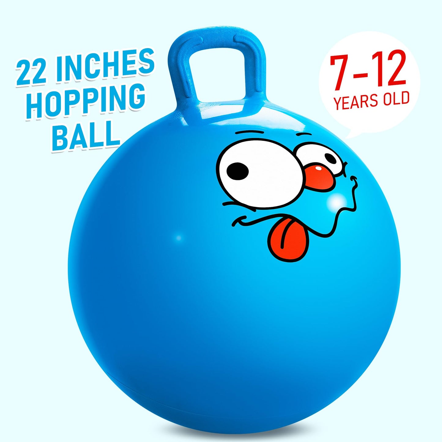 U&C Planet Jumping Ball Hopper Ball 22 inches Bouncy Ball with Handle for Kids Age 7-12 Sit and Bounce Hopping Ball with Pump