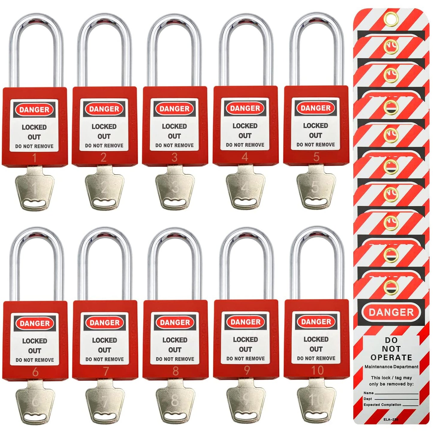 Lockout Tagout Locks, Safety Padlocks, Loto Keyed Differently Lock Out Tag Out Device Plastic with Lockout TagOut Tags