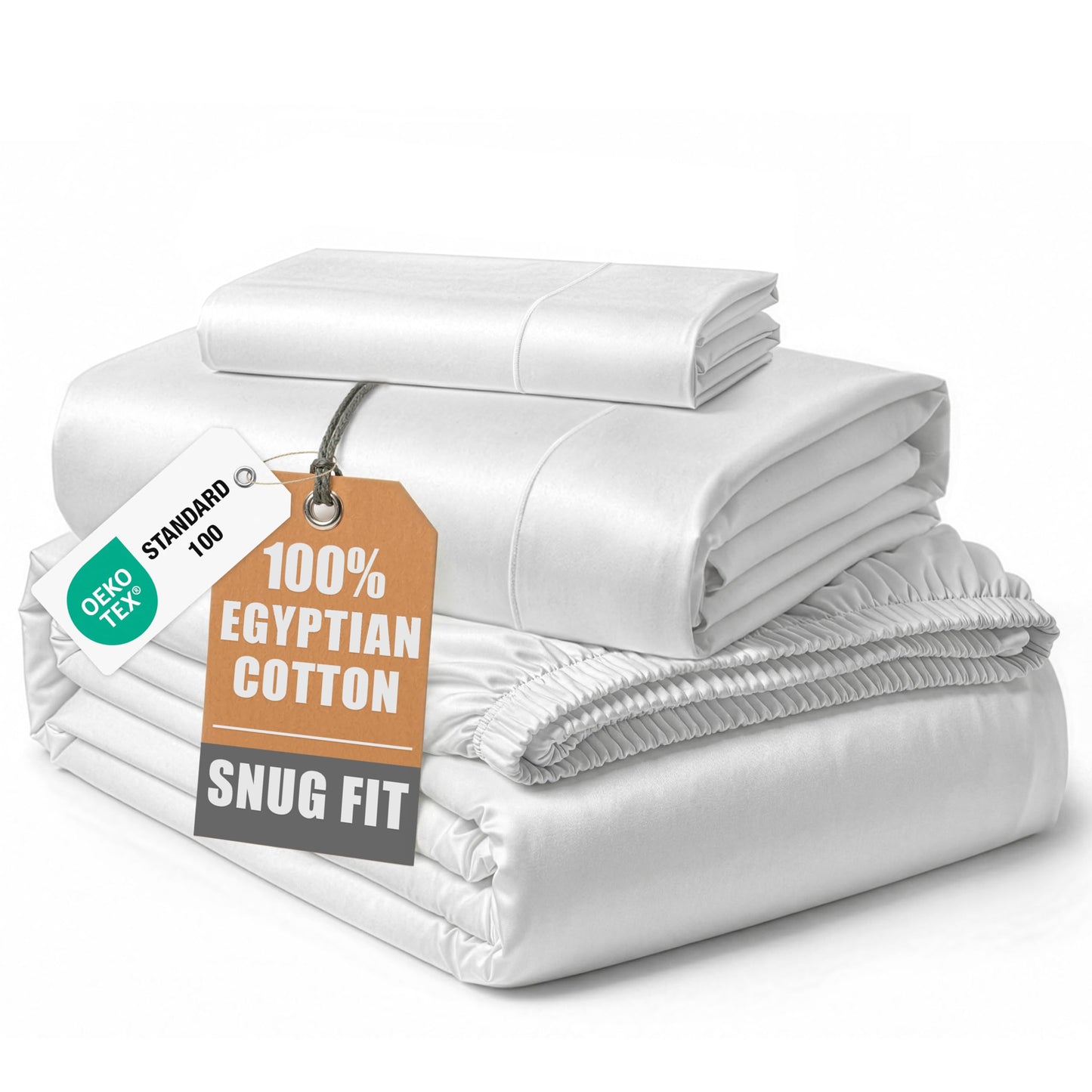 LANE LINEN 100% Egyptian Cotton Extra Long Twin Sheets, Soft & Comfy No Pill Fade Resistant Twin XL Sheet Sets Perfect for Hospital Beds and Dorm Room, 15" Deep Pocket - White